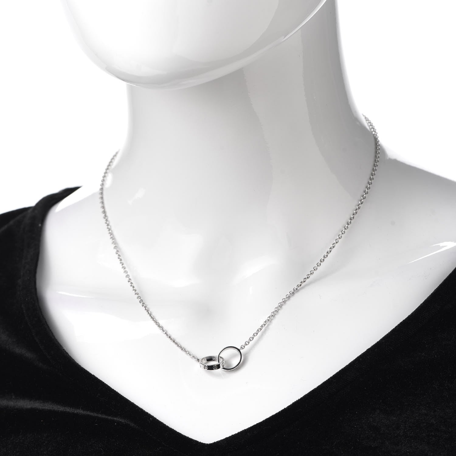 Cartier 18K White Gold Interlocking LOVE Necklace 2 of 8