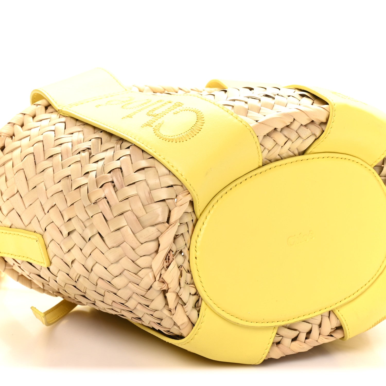 Chloe Raffia Smooth Calfskin Small Sense Basket Daffodil Yellow 8 of 9