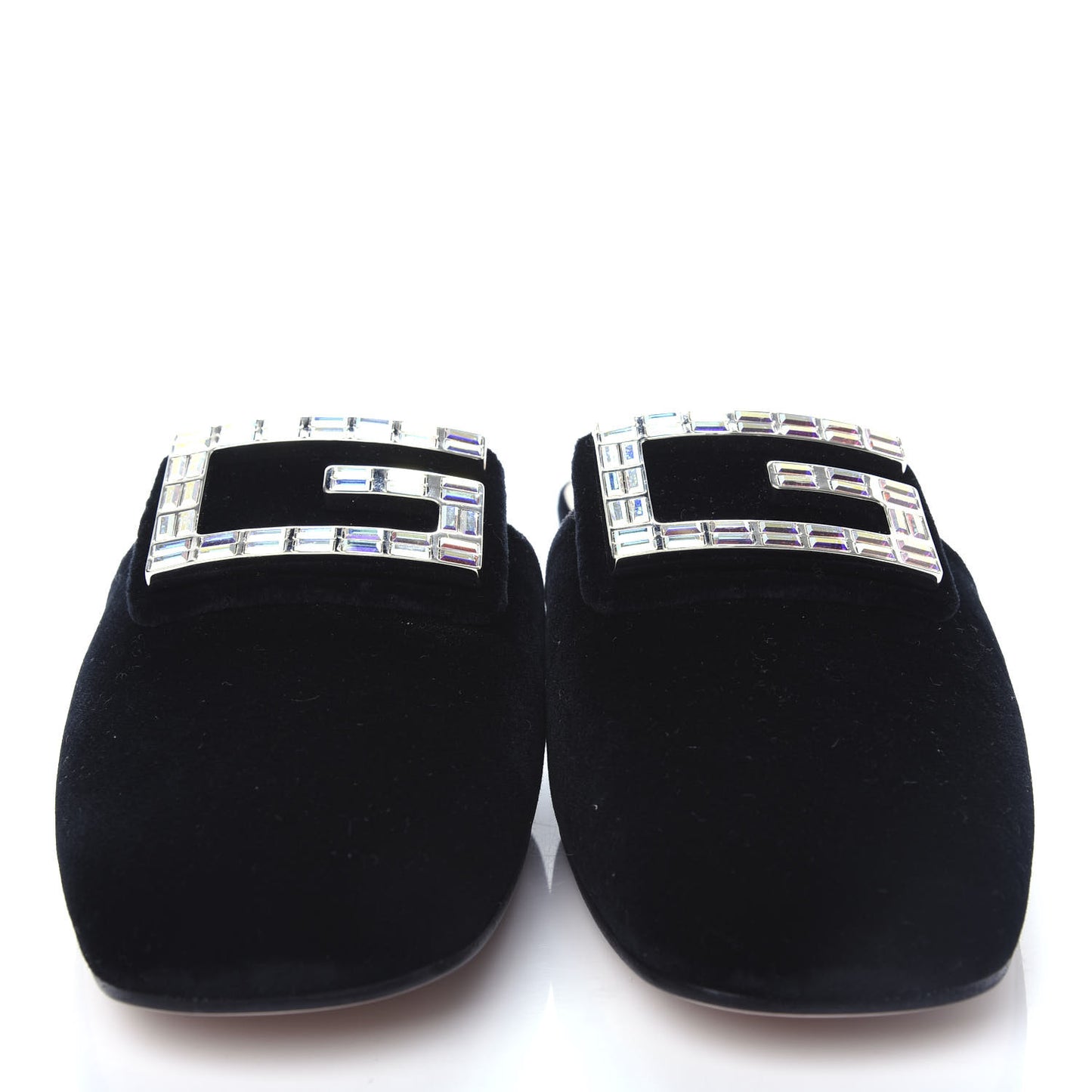 Velvet Crystal Square G Madelyn Slippers 41 Black