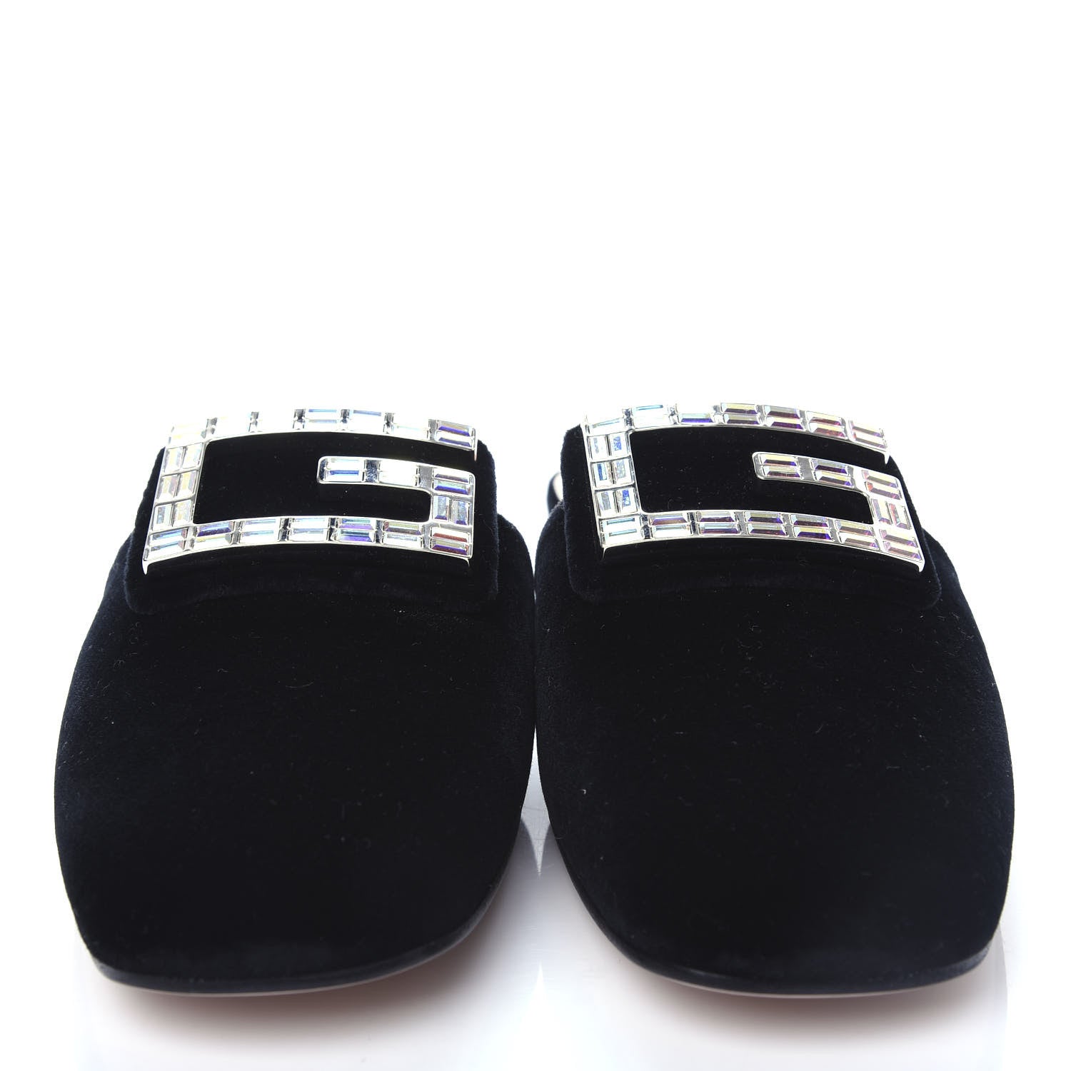 Gucci Velvet Crystal Square G Madelyn Slippers 41 Black 5 of 11
