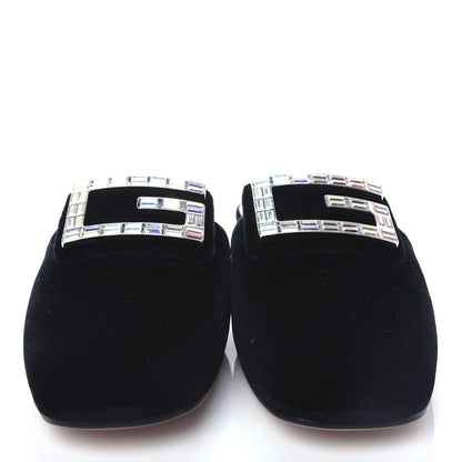 Gucci Velvet Crystal Square G Madelyn Slippers 41 Black 5 of 11