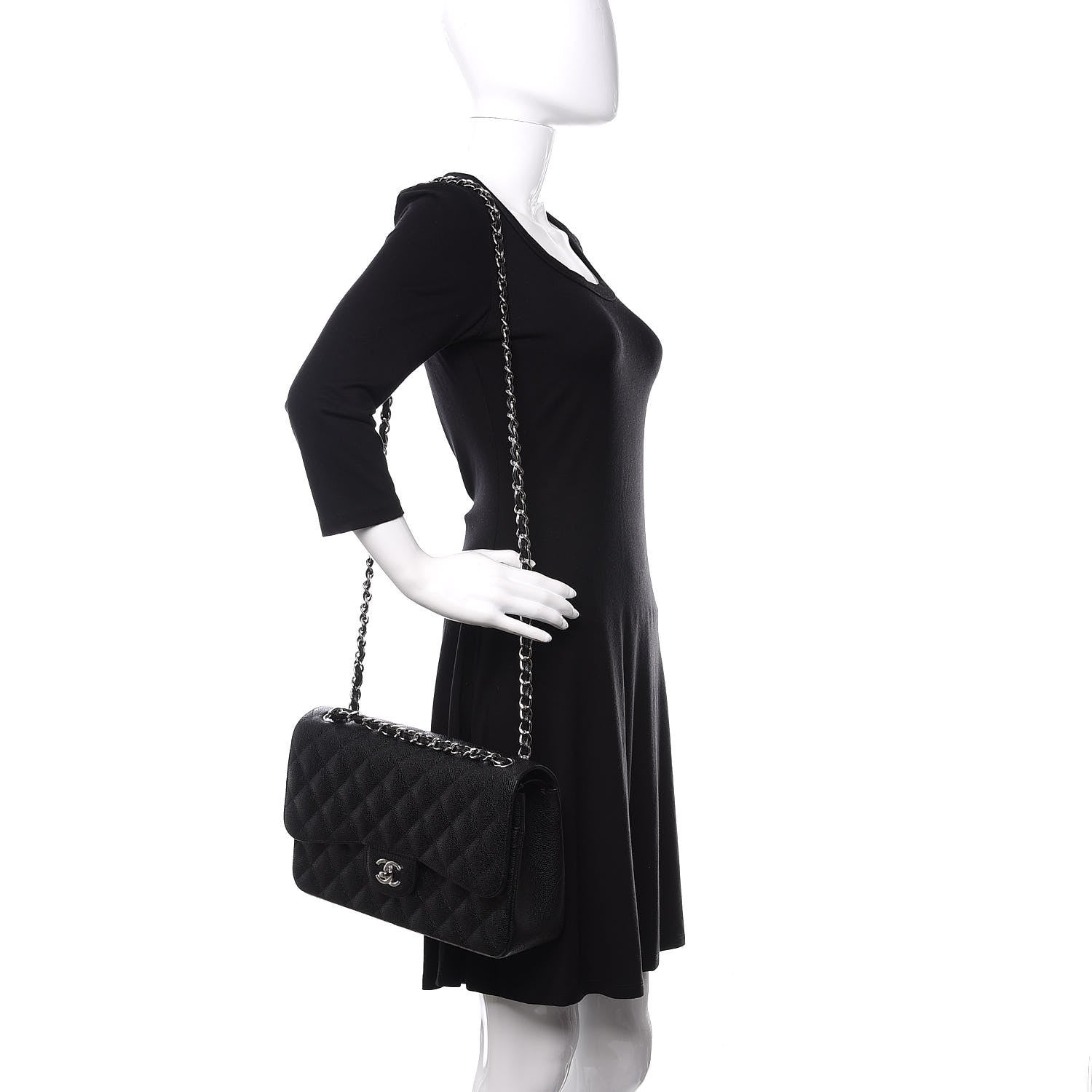 Chanel Caviar Quilted Jumbo Double Flap Black 2 of 11