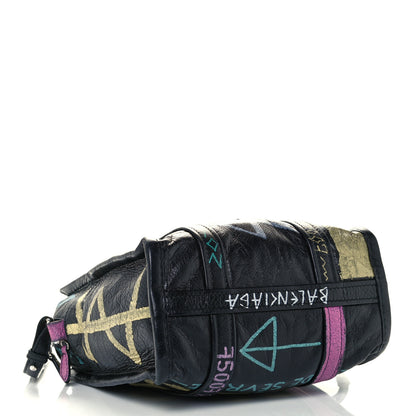 Balenciaga Agneau Arena Graffiti All Over XS Bazar Shopper Tote Black Multicolor 4 of 10