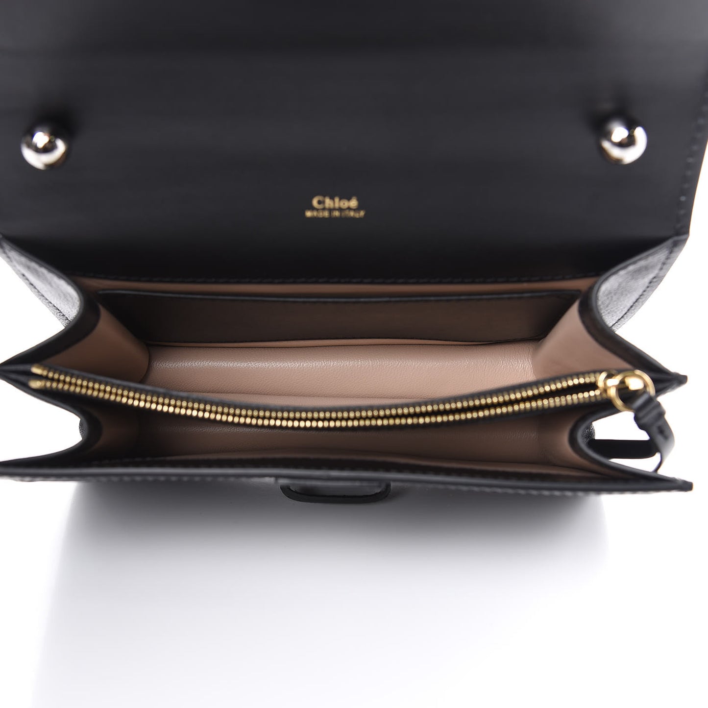 Shiny Goatskin Calfskin Aby Chain Shoulder Bag Black