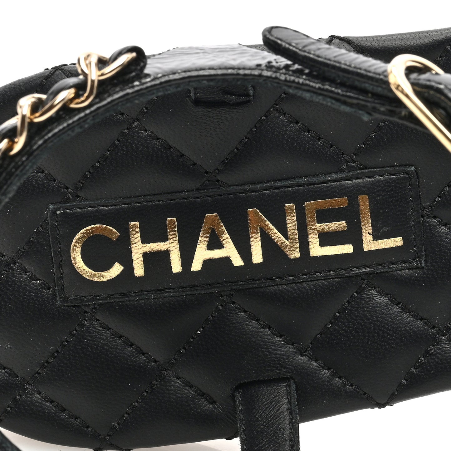 Calfskin Chain Sandals 37.5 Black