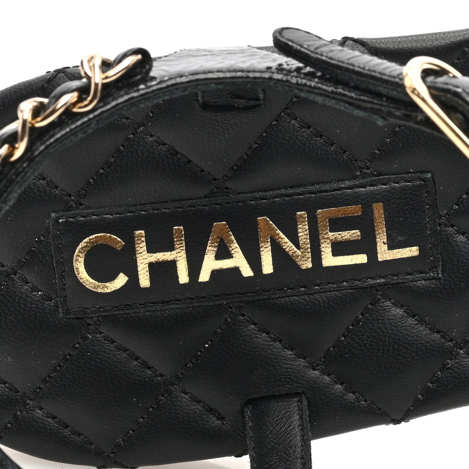 Chanel Calfskin Chain Sandals 37.5 Black 7 of 8
