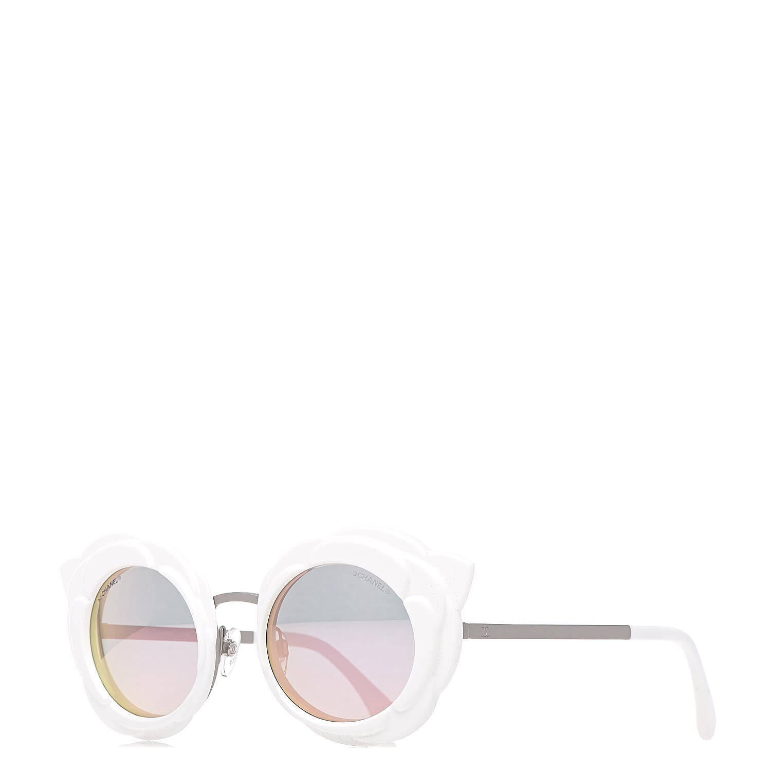 Chanel Round Camellia Sunglasses 71198 White 1 of 7
