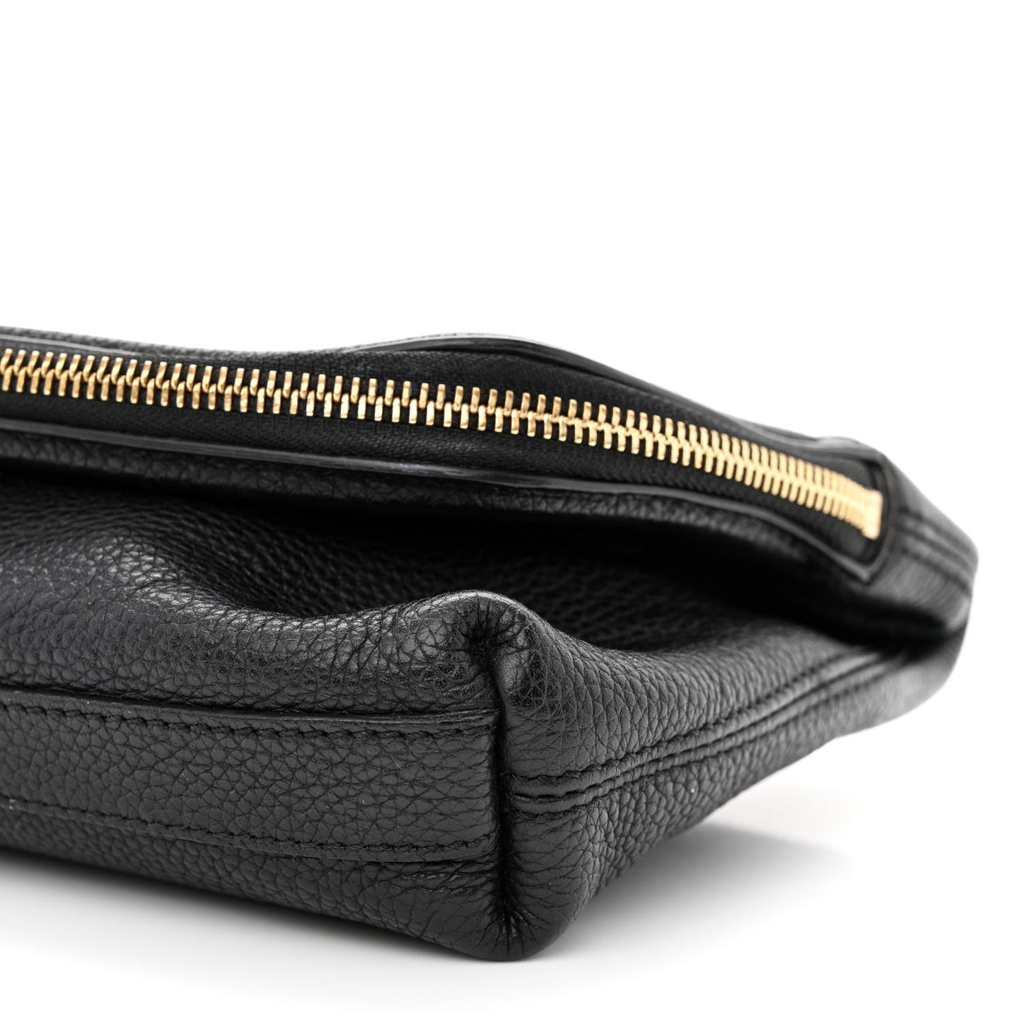 Grainy Calfskin Padlock Skull Clutch Black