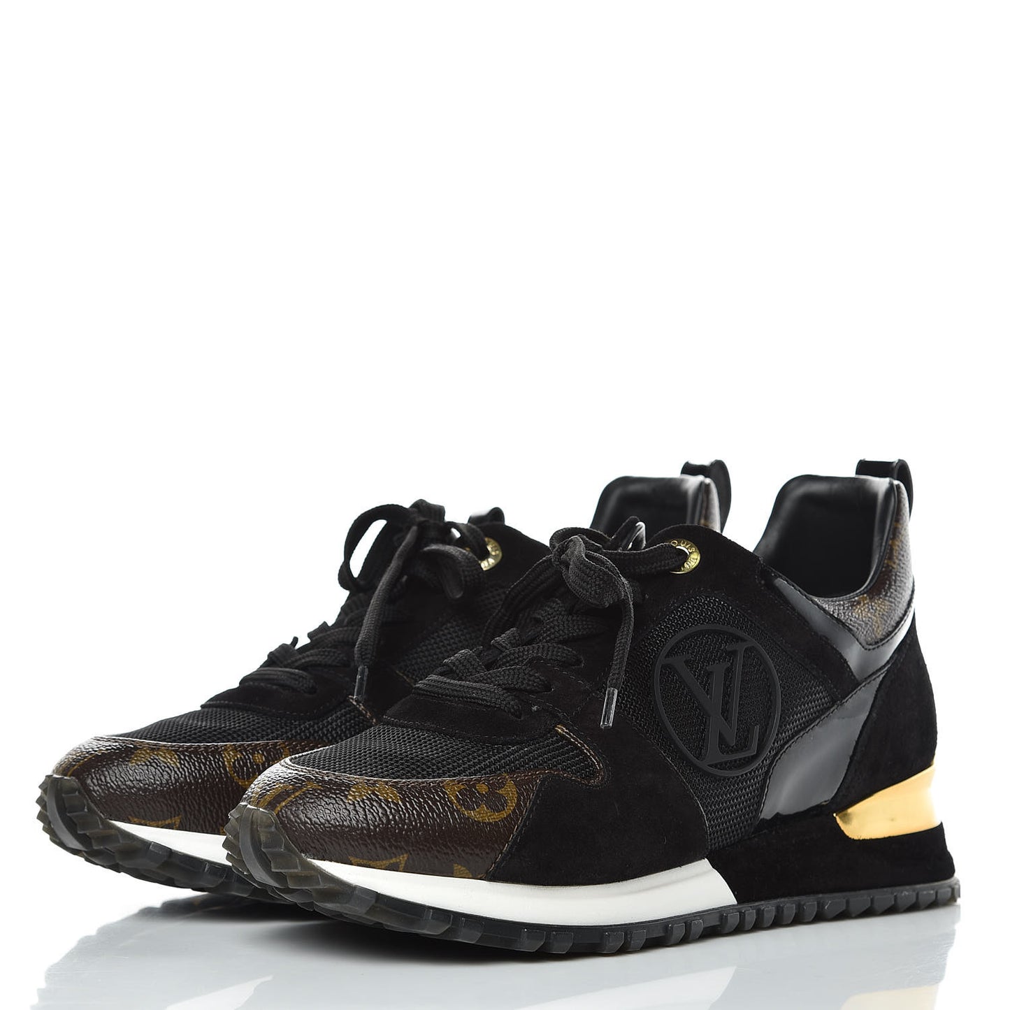 Suede Monogram Run Away Sneakers 36 Black