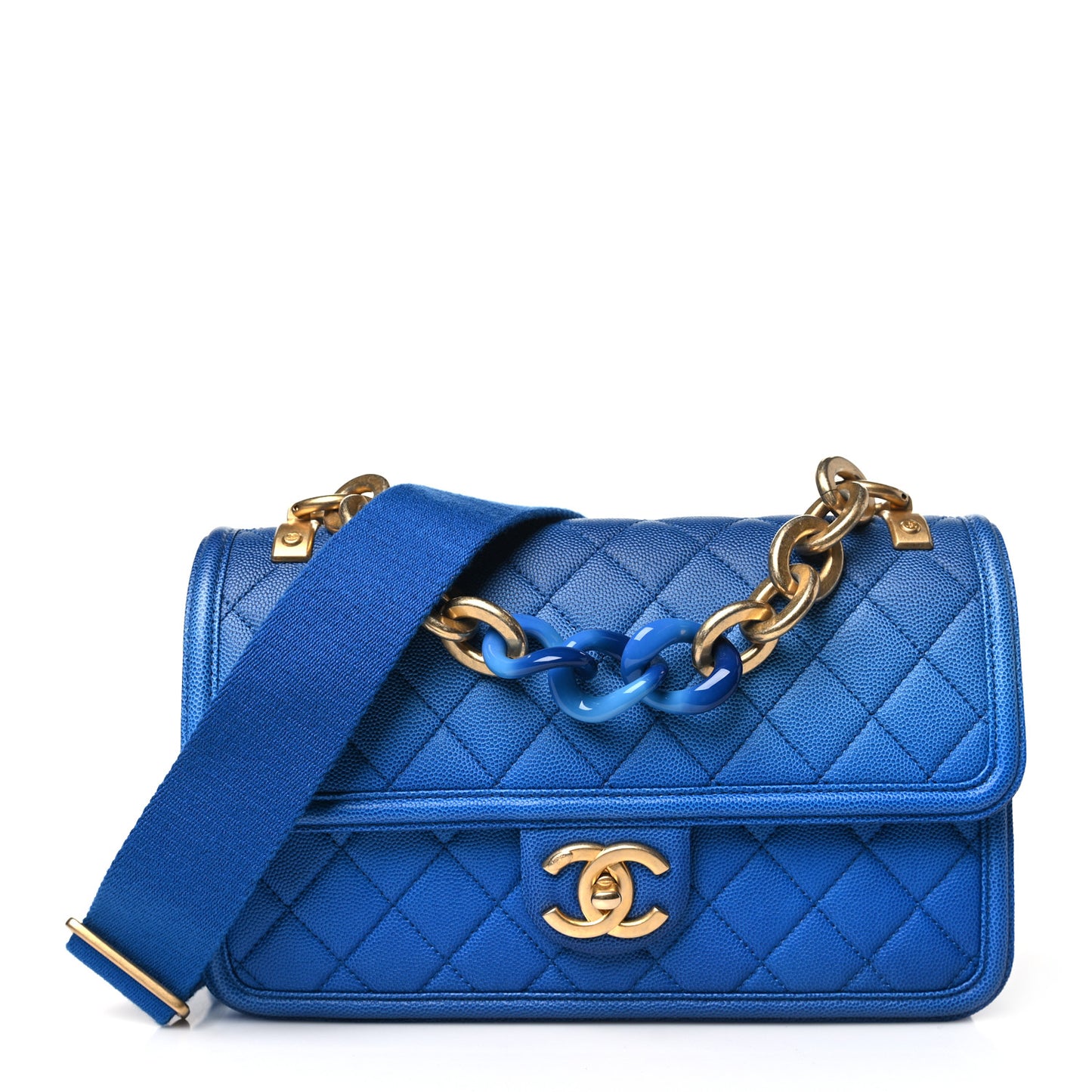 Caviar Quilted Medium Sunset On The Sea Flap Blue
