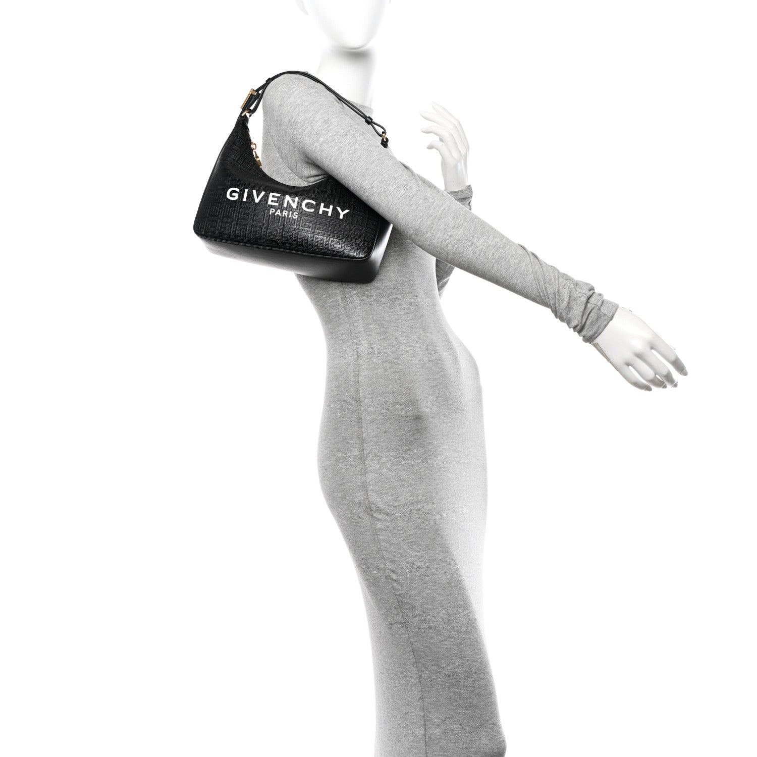 Givenchy Coated Canvas Logo 4G Embossed Small Moon Cut Out Shoulder Bag Black 2 of 10