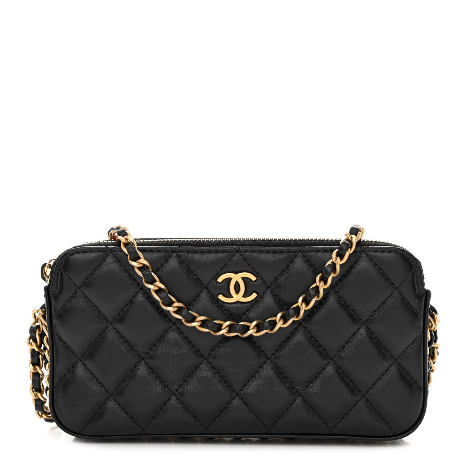 Chanel Lambskin Quilted Small Clutch With Chain Black 1 of 16