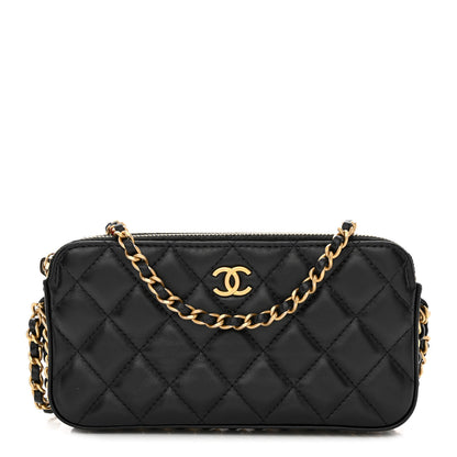Chanel Lambskin Quilted Small Clutch With Chain Black 1 of 16