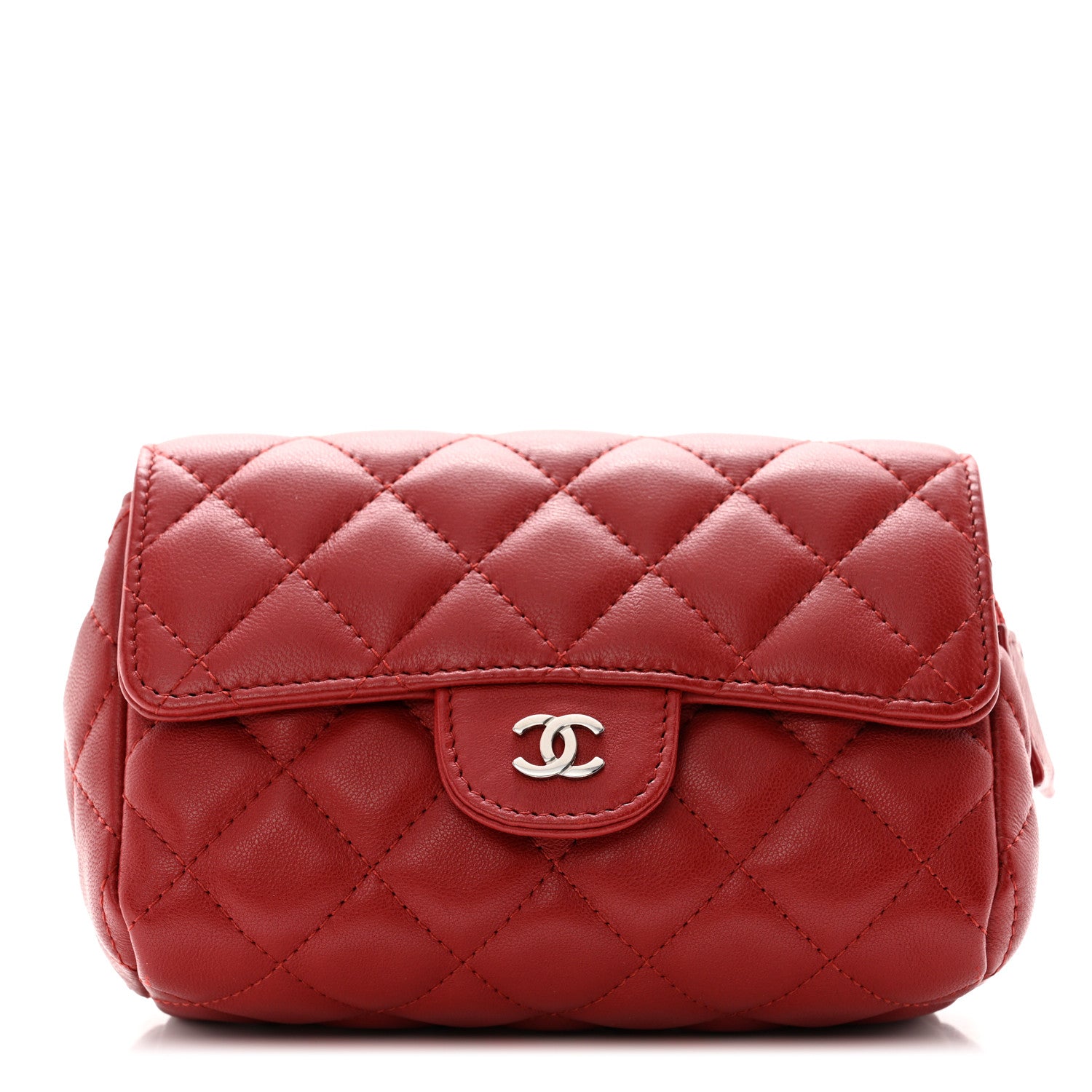 Chanel Lambskin Quilted Flap Cosmetic Case Red 1 of 9