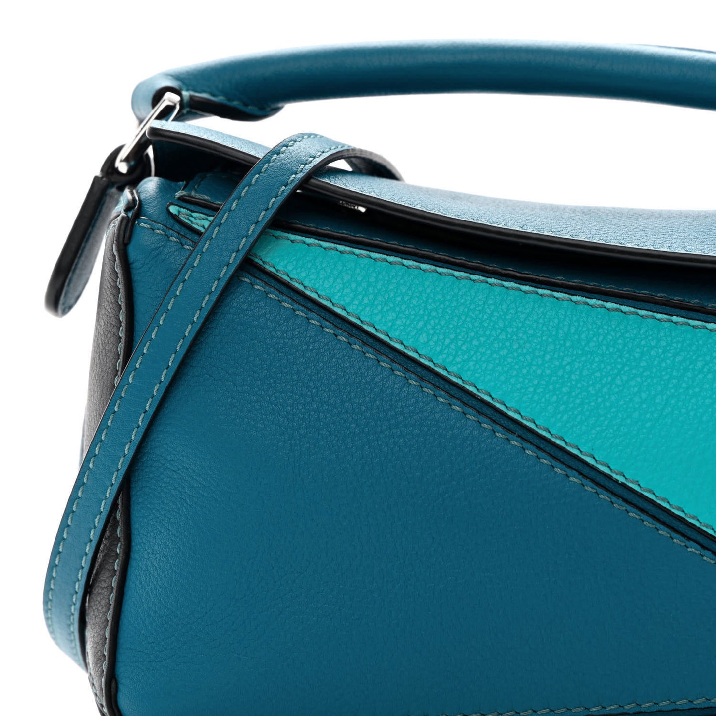 Calfskin Mini Puzzle Bag Dark Lagoon Black