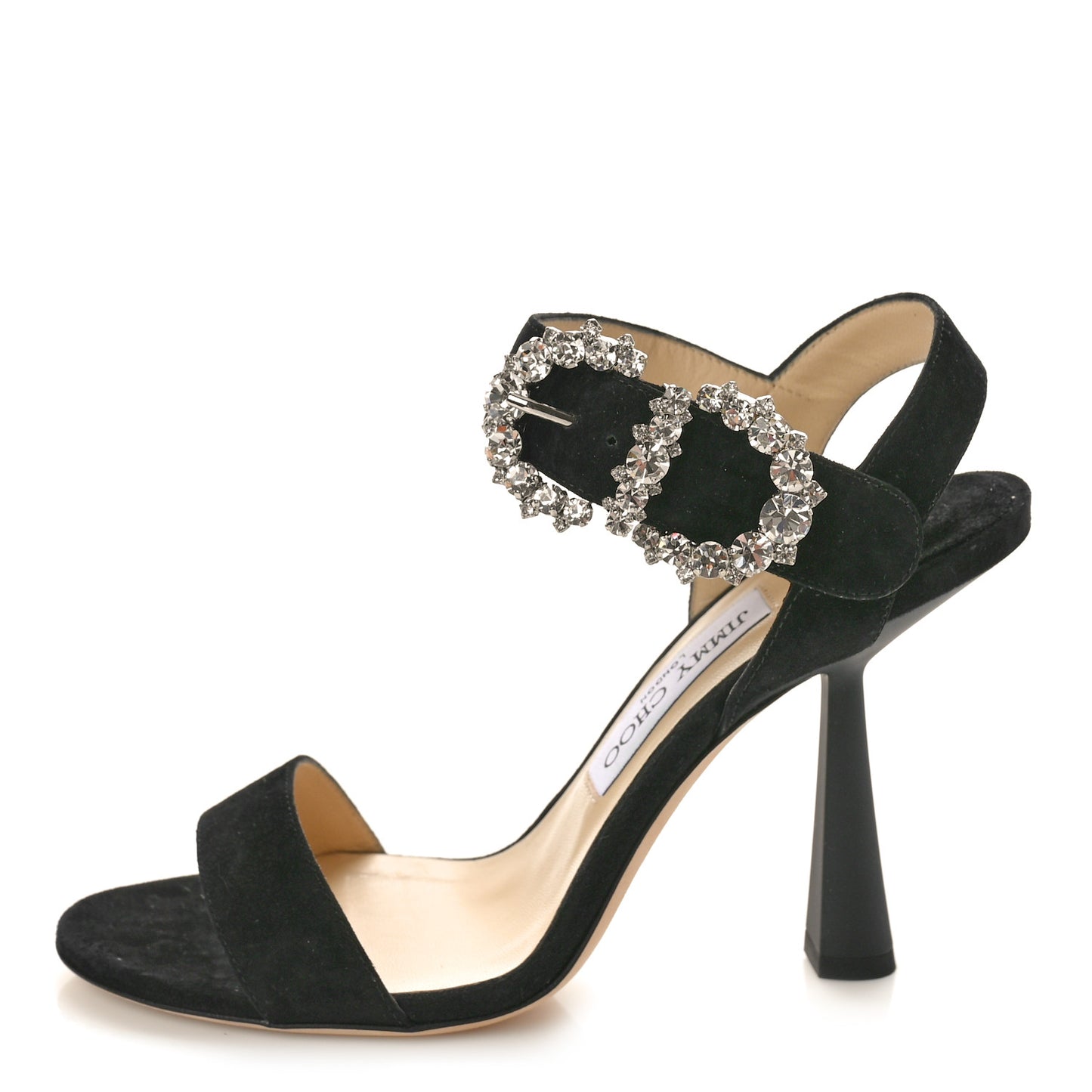 Suede Crystal Sereno 100 Sandals 39 Black