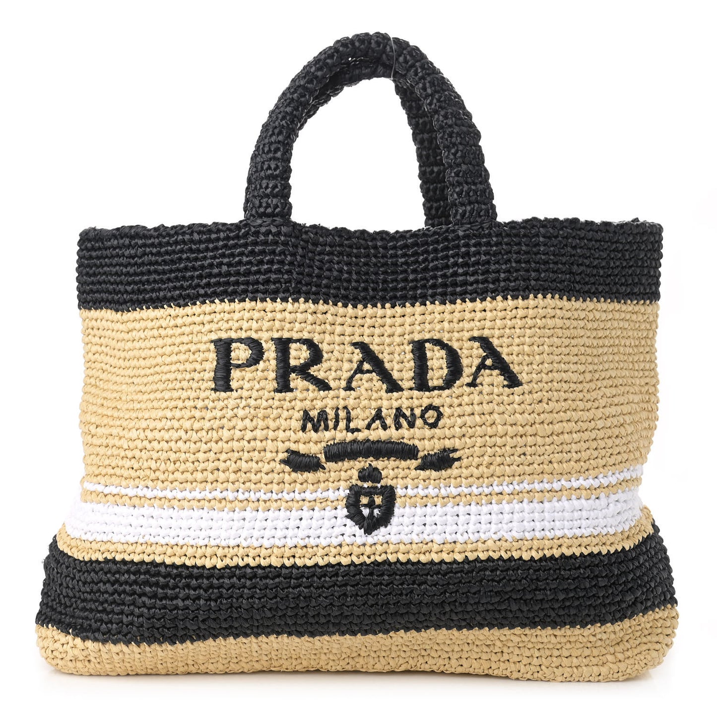 Raffia Logo Tote Naurale Black