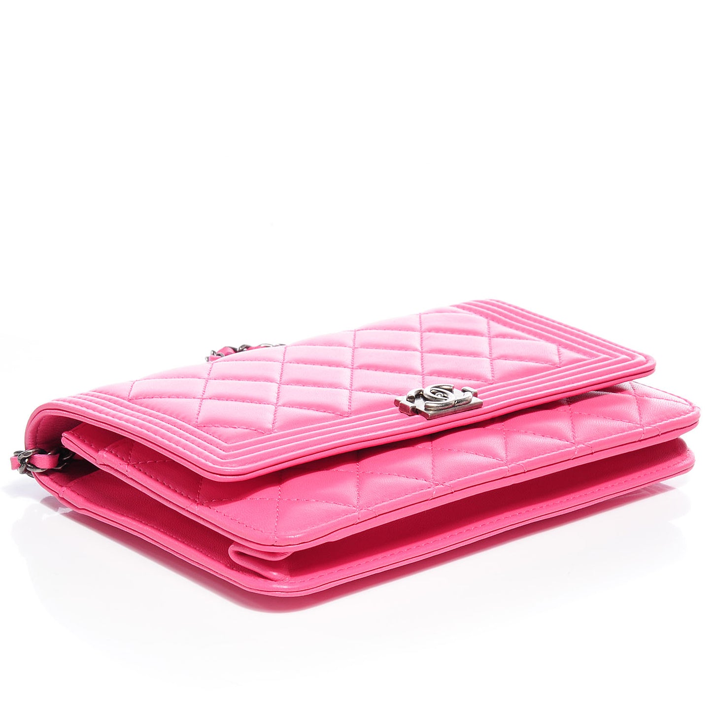 Lambskin Boy Wallet on Chain WOC Pink