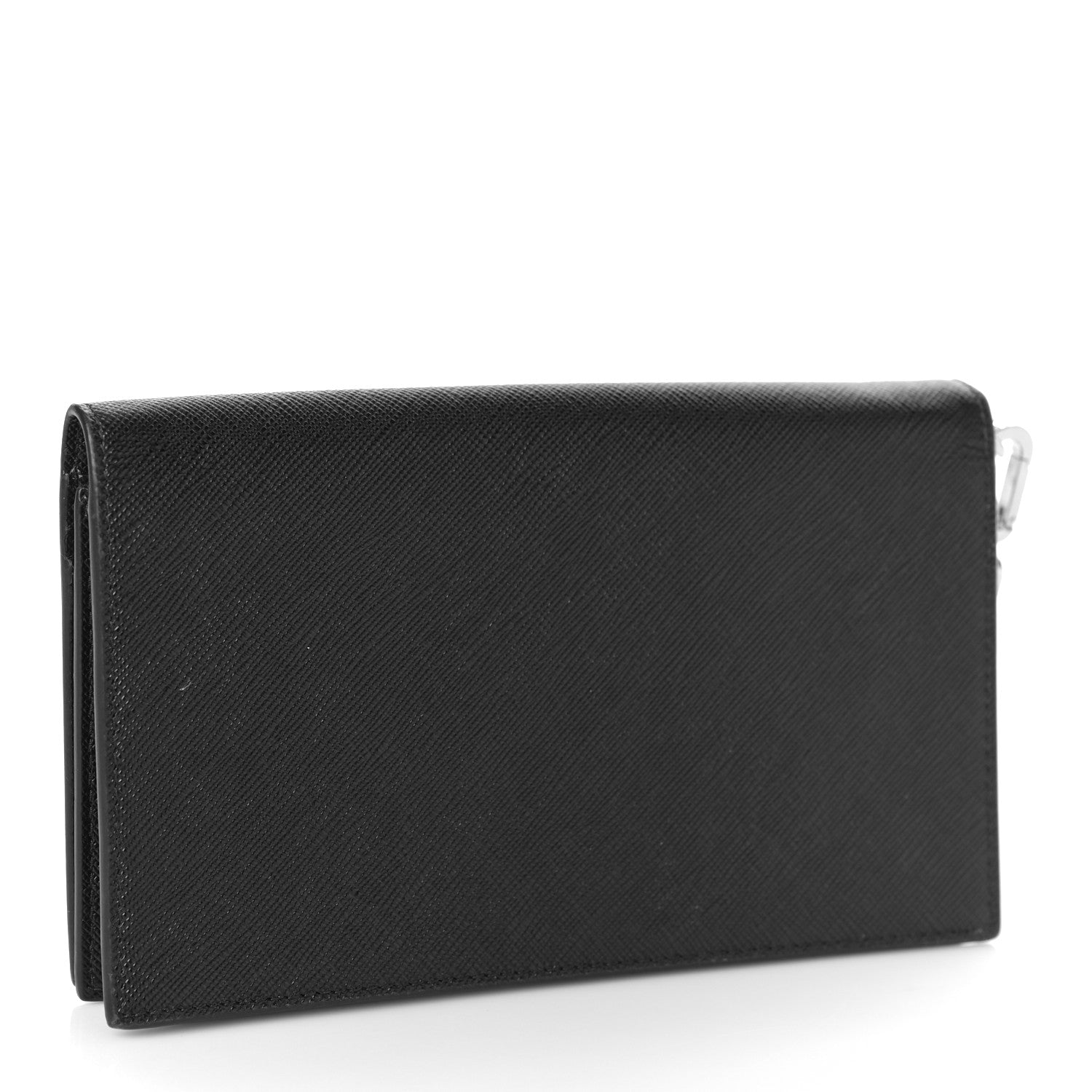 Prada Saffiano Metal Phone Wristlet Wallet Black 3 of 9