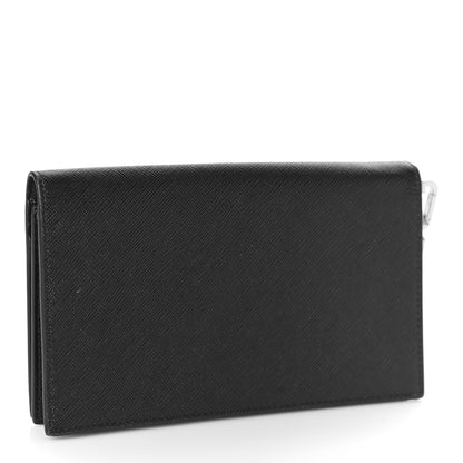 Prada Saffiano Metal Phone Wristlet Wallet Black 3 of 9
