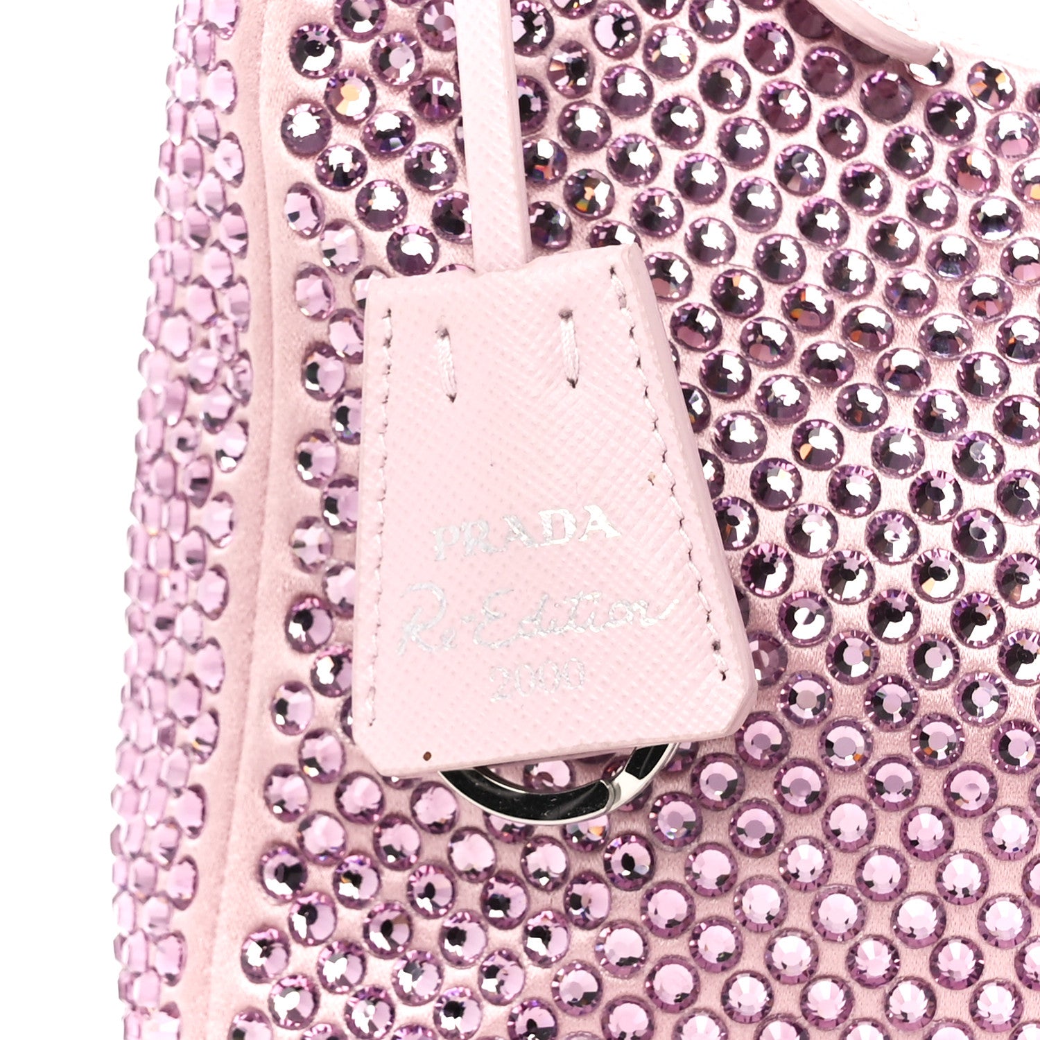 Prada Satin Crystal Mini Re-Edition 2000 Bag Alabastro 9 of 12