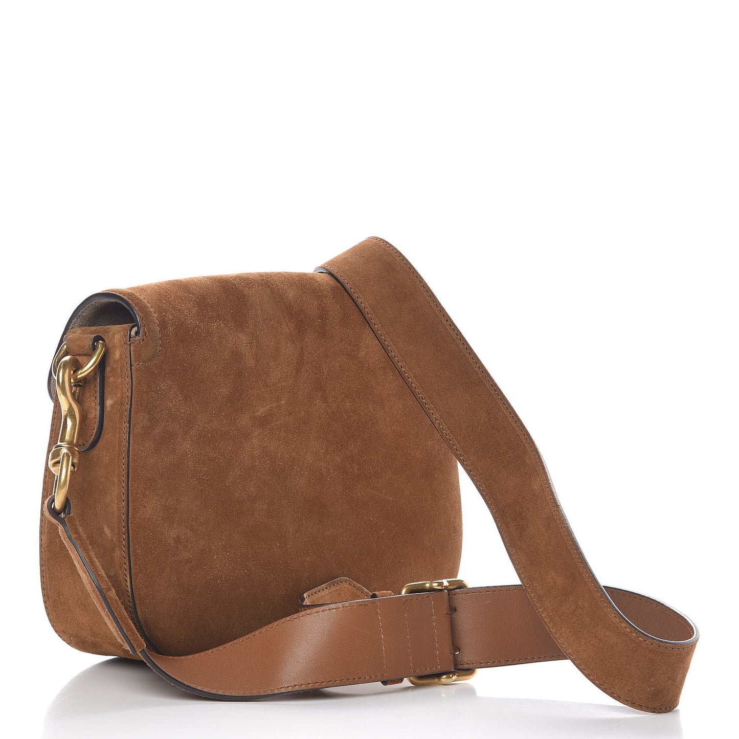 Suede Medium Lady Web Shoulder Bag New Marron