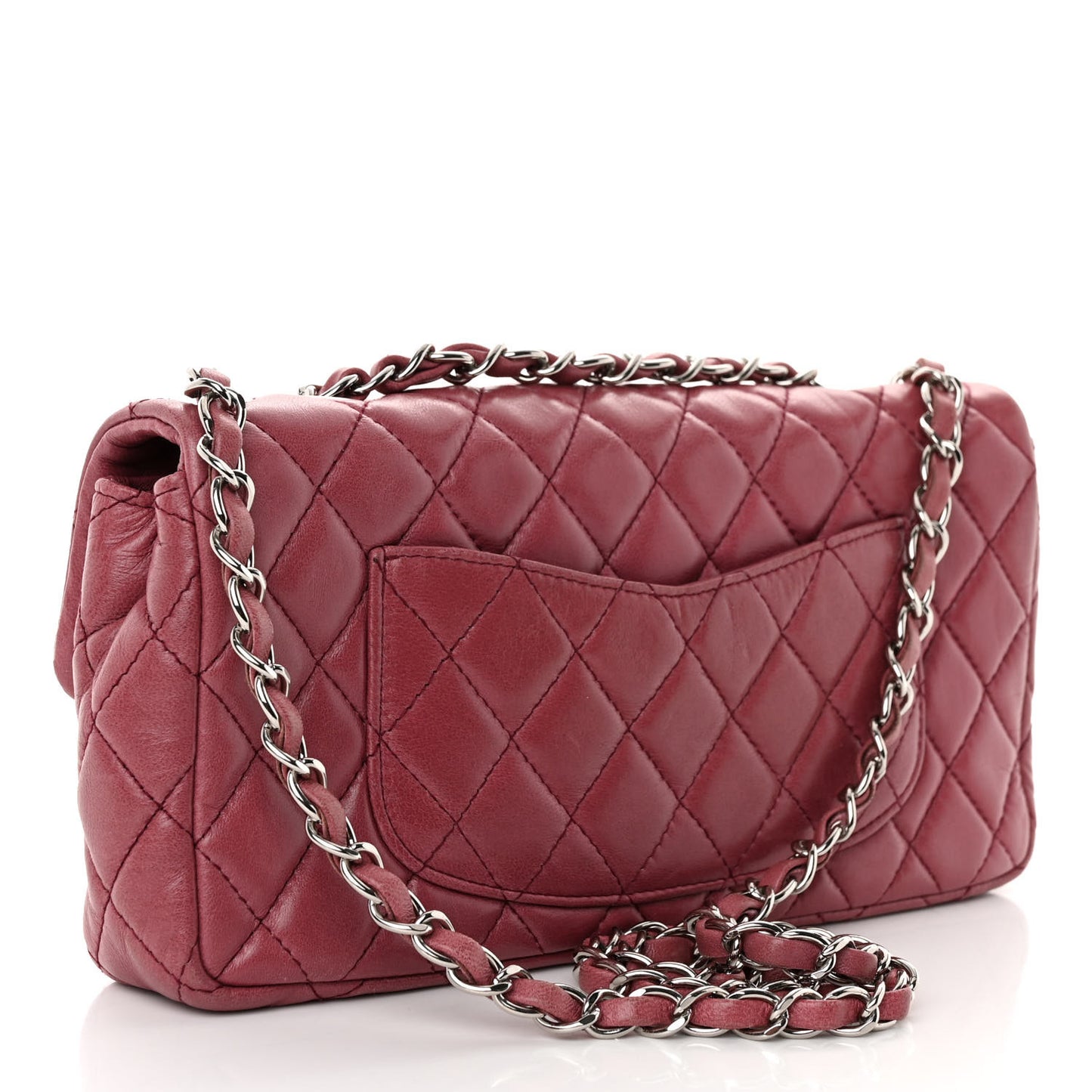 Lambskin Quilted East West Flap Dark Red