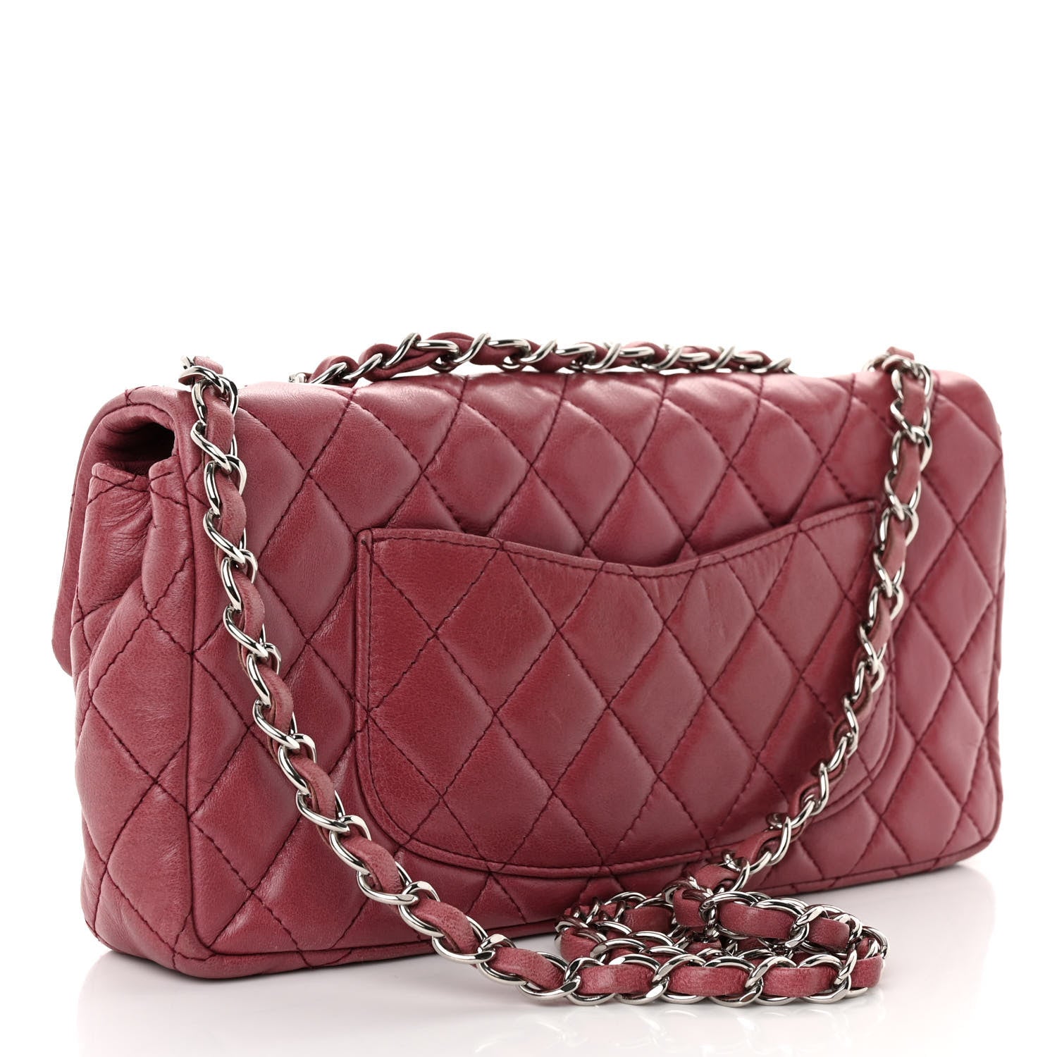 Chanel Lambskin Quilted East West Flap Dark Red 3 of 9