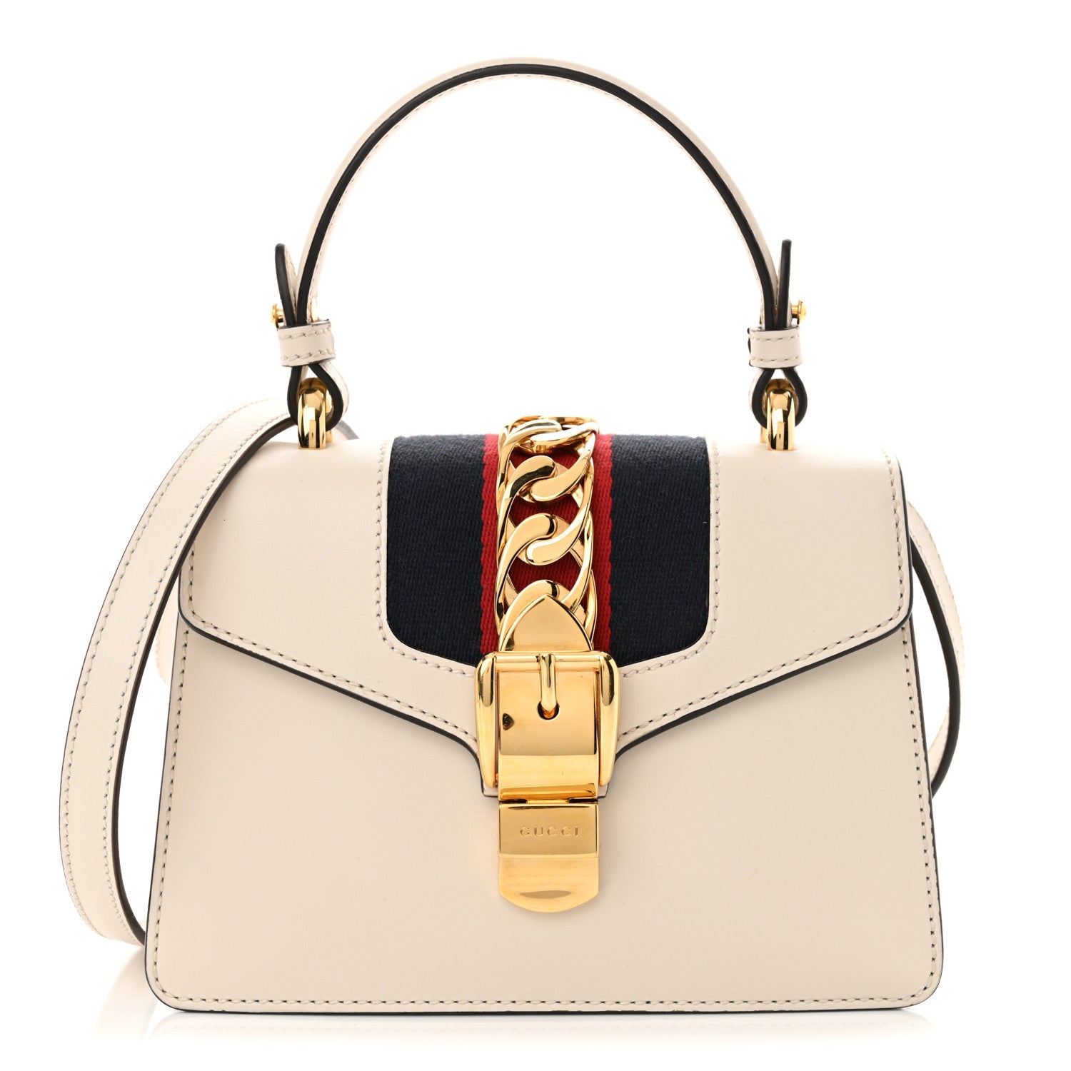 Gucci Calfskin Mini Sylvie Top Handle Bag White 1 of 17