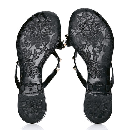 Valentino Garavani PVC Jelly Rockstud Bow Thong Sandals 38 Black 4 of 8