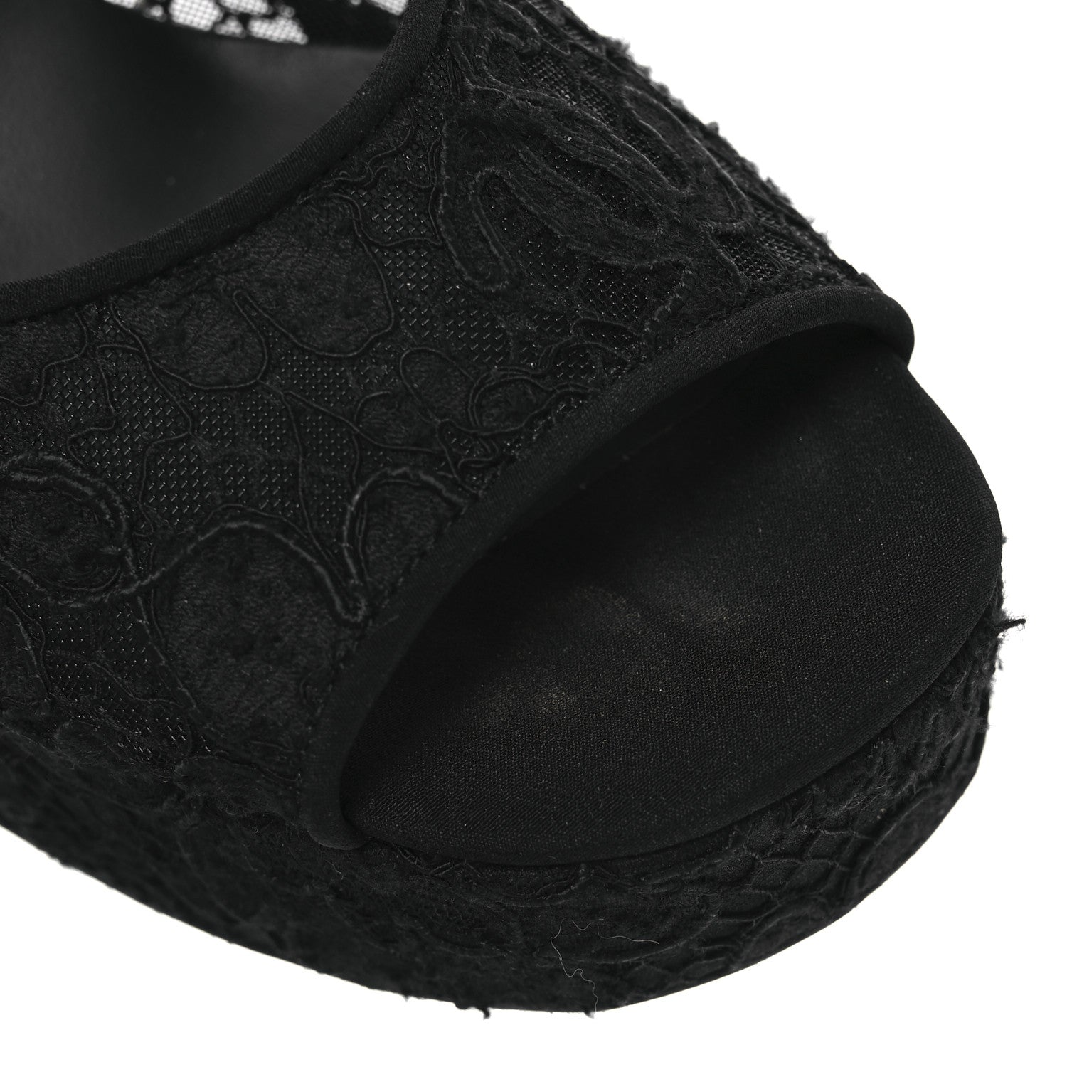 Chanel Cotton Lace CC Platform Sandals 36.5 Black 12 of 13