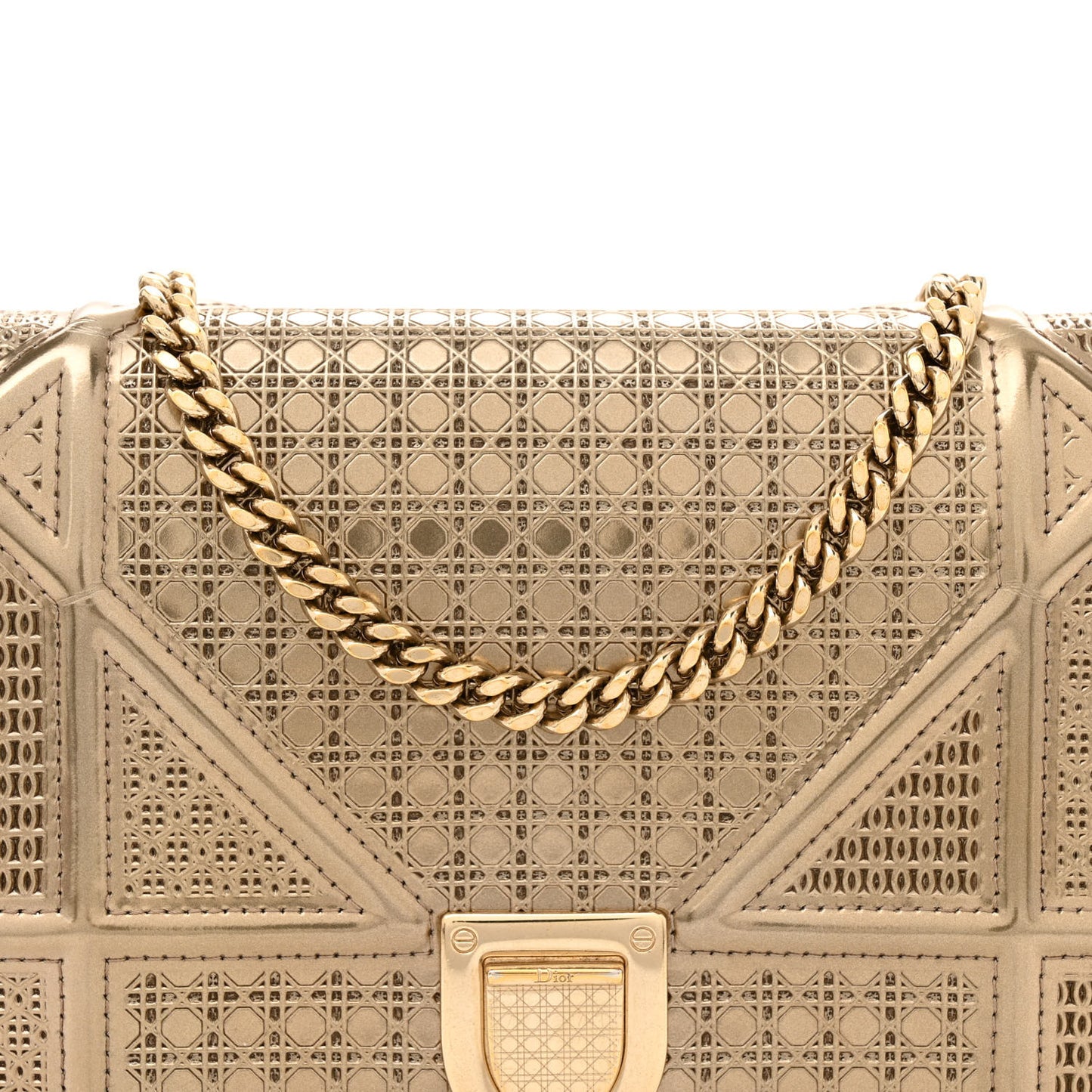 Metallic Patent Micro-Cannage Diorama Wallet on Chain Pouch