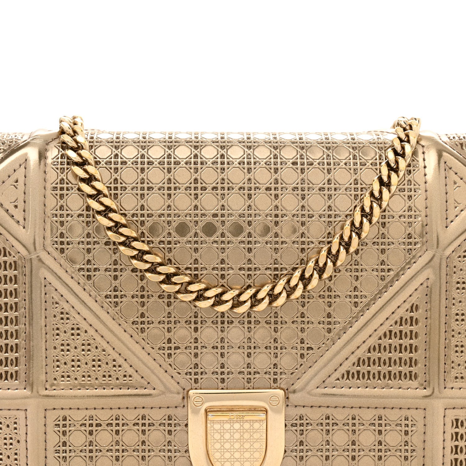 Christian Dior Metallic Patent Micro-Cannage Diorama Wallet on Chain Pouch 8 of 11