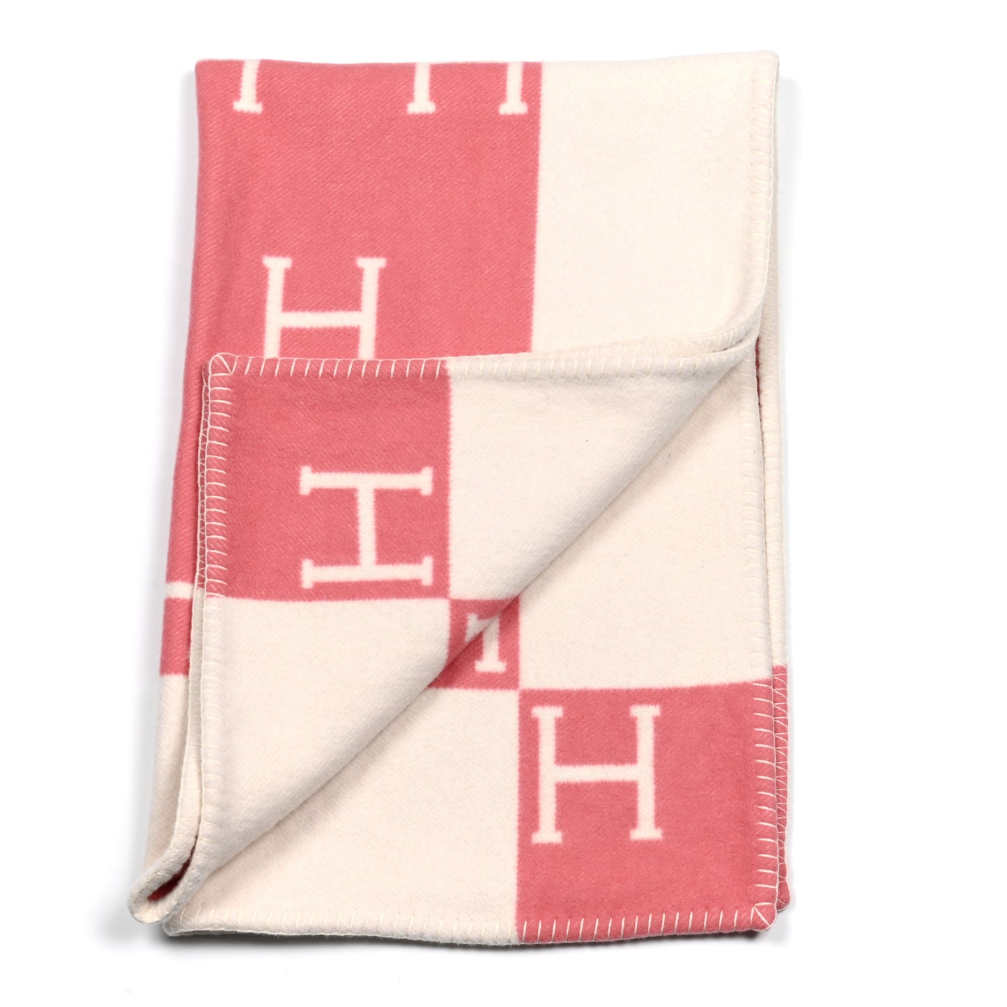 Wool Cashmere Avalon Baby Blanket Rose Airelle White