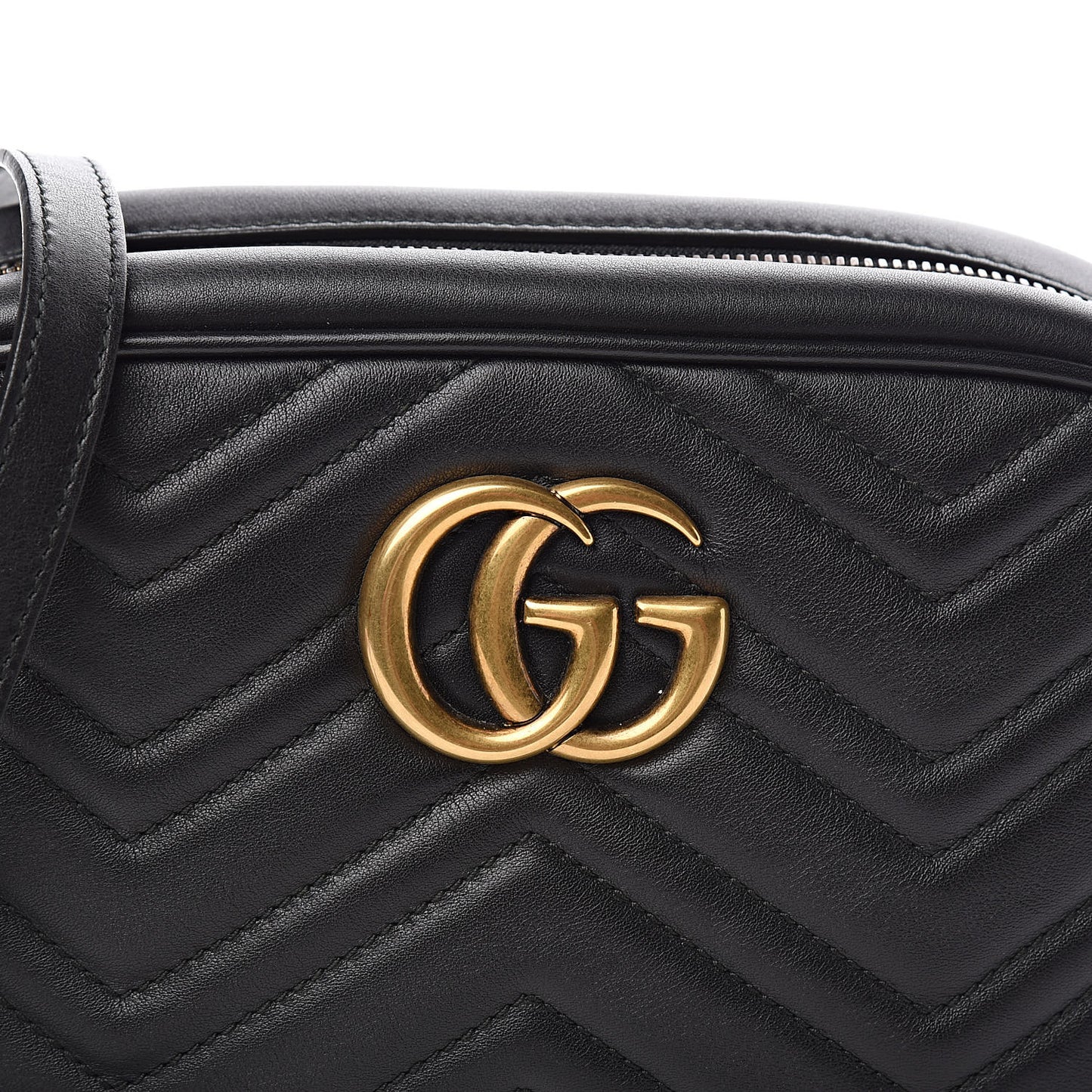 Calfskin Matelasse Small GG Marmont Chain Shoulder Bag Black