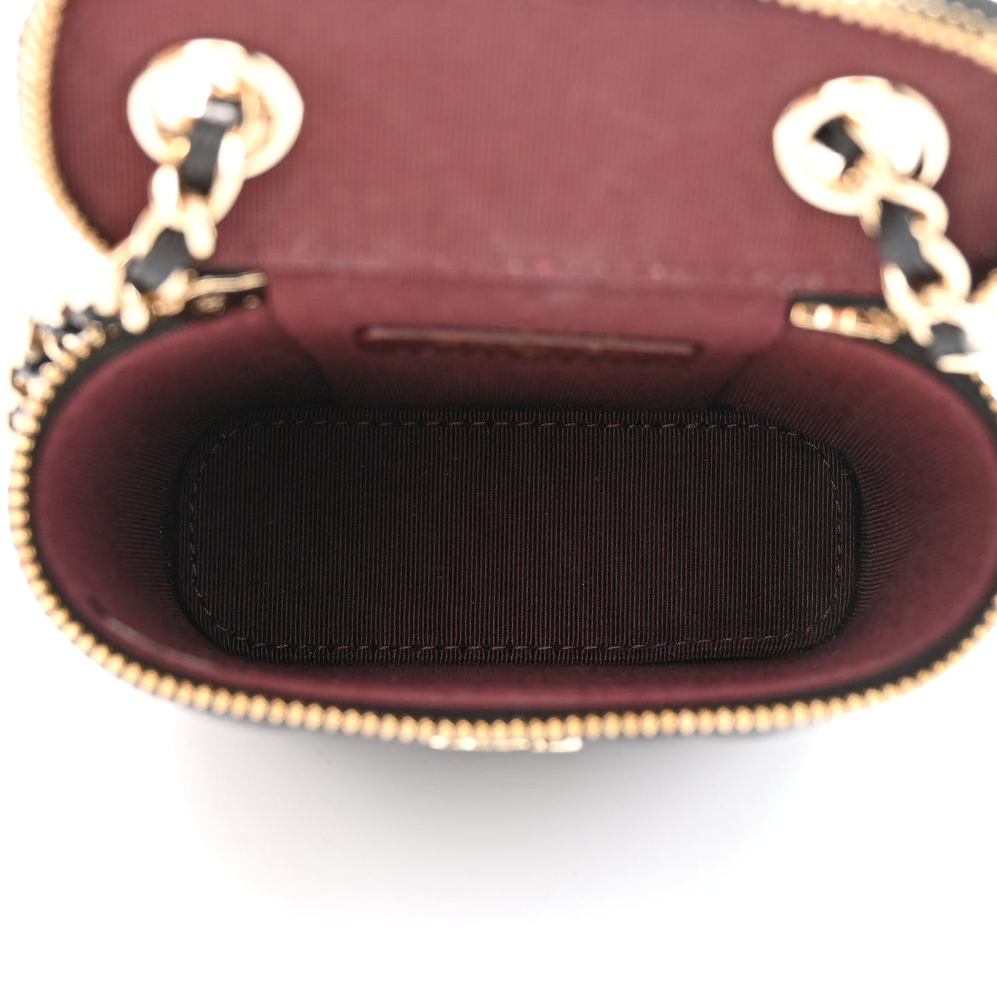 Caviar Quilted Small Vertical Coco Beauty Vanity Case With Chain Black