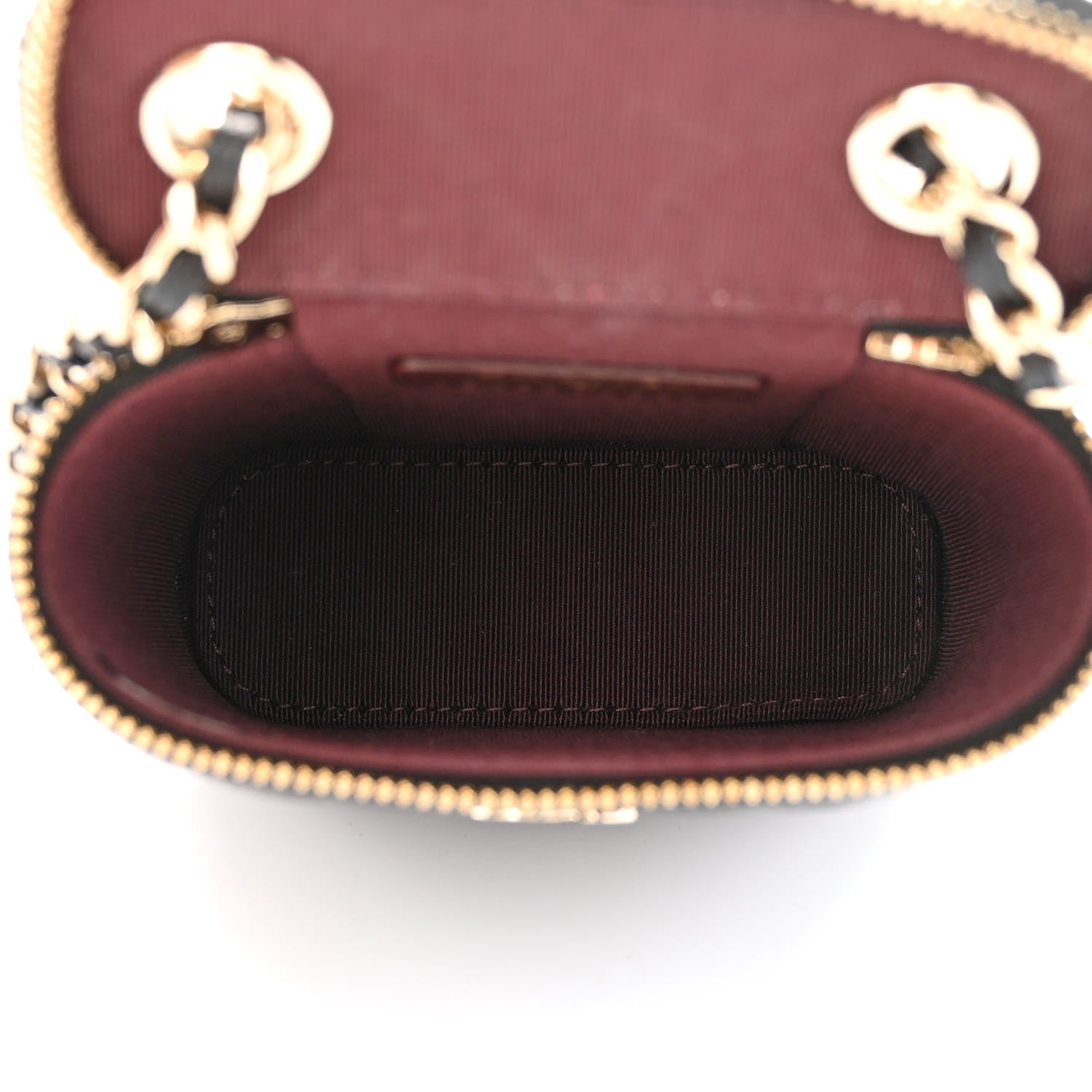 Chanel Caviar Quilted Small Vertical Coco Beauty Vanity Case With Chain Black 5 of 11
