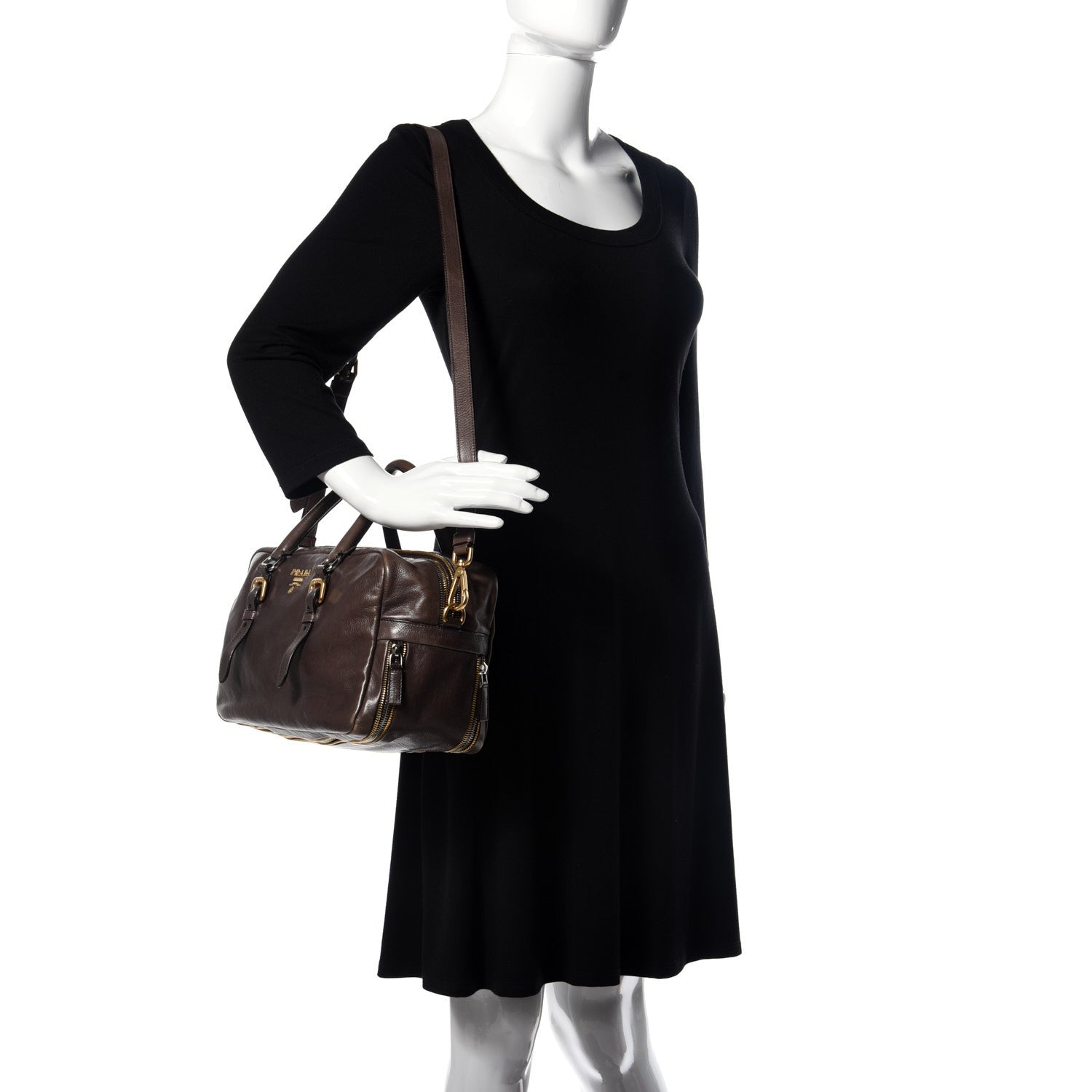 Prada Glace Calfskin Zippers Satchel Ardesia 2 of 8