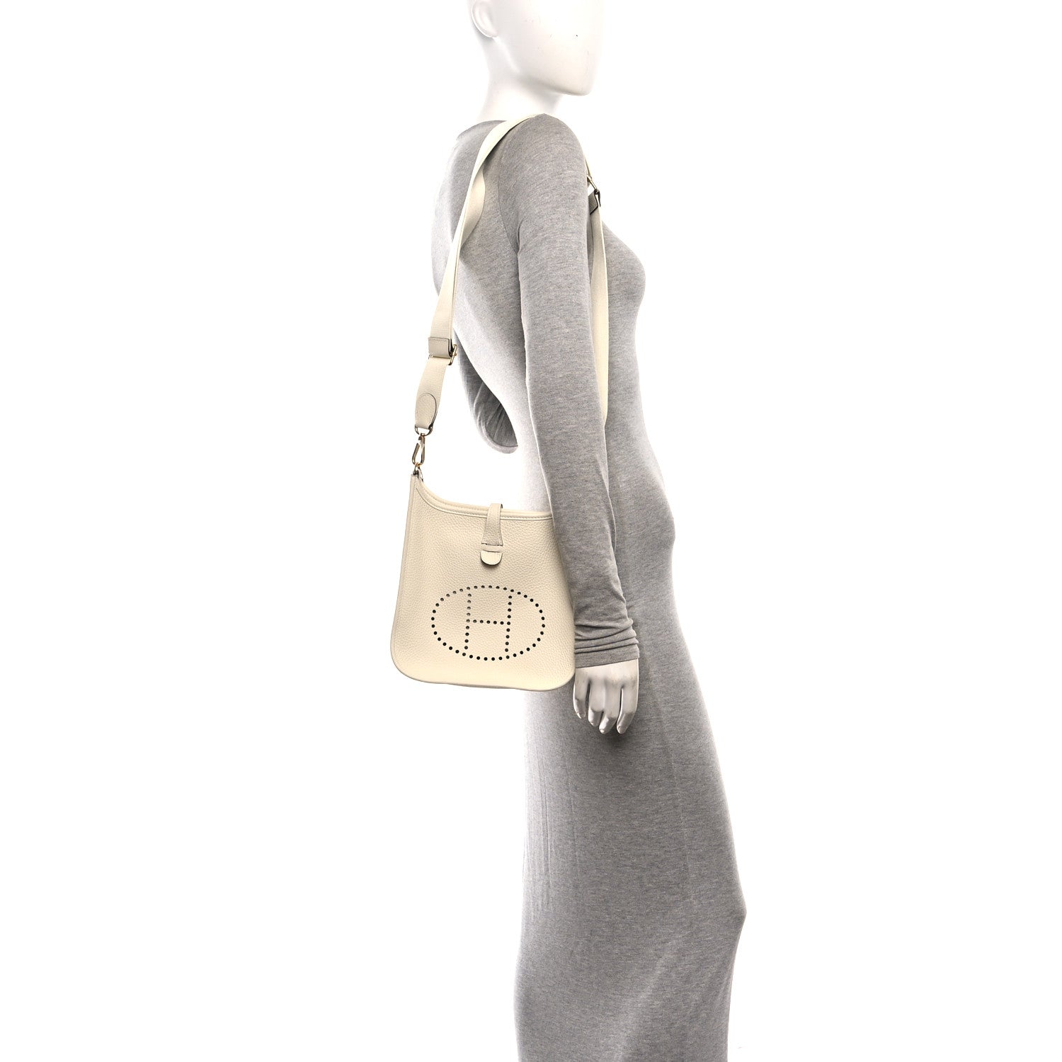 Hermes Taurillon Clemence Evelyne 23 Poche III Cream 2 of 11