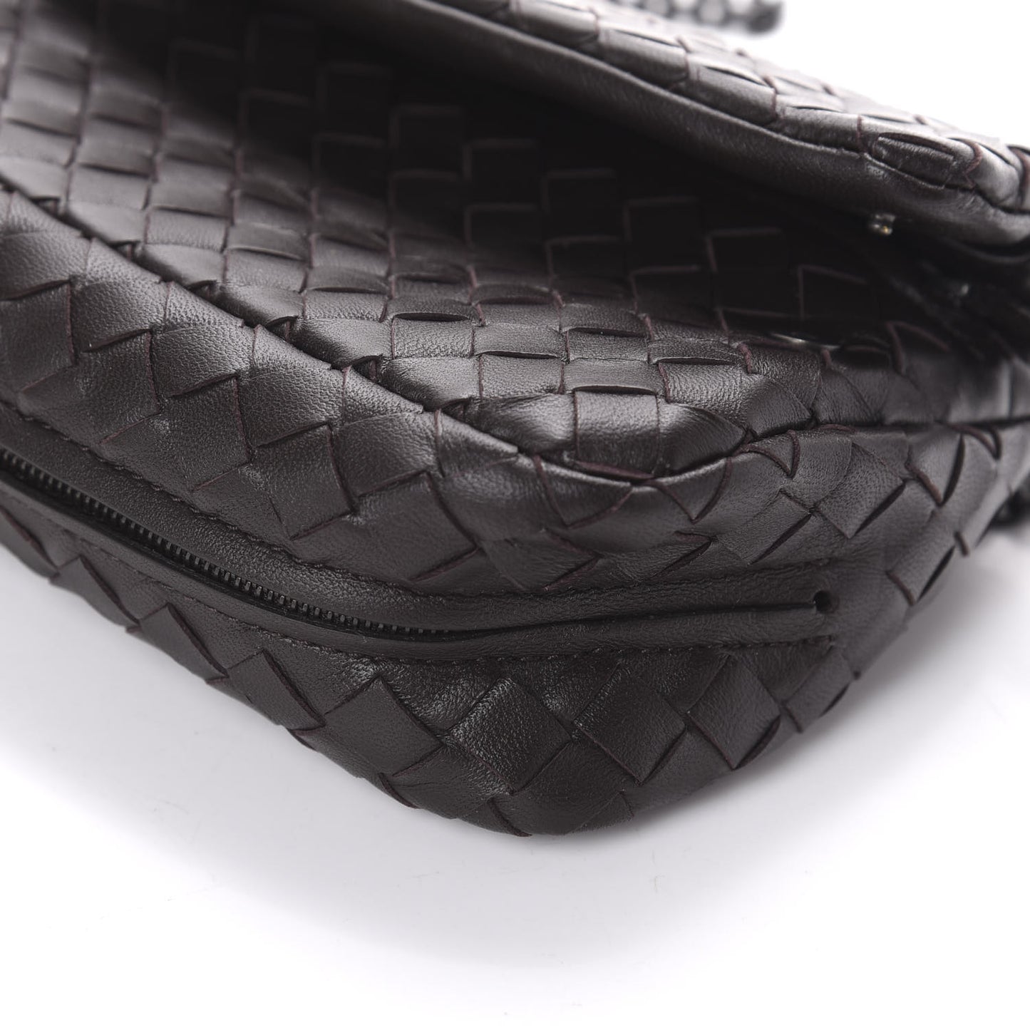 Nappa Intrecciato Mini Chain Messenger Ebano