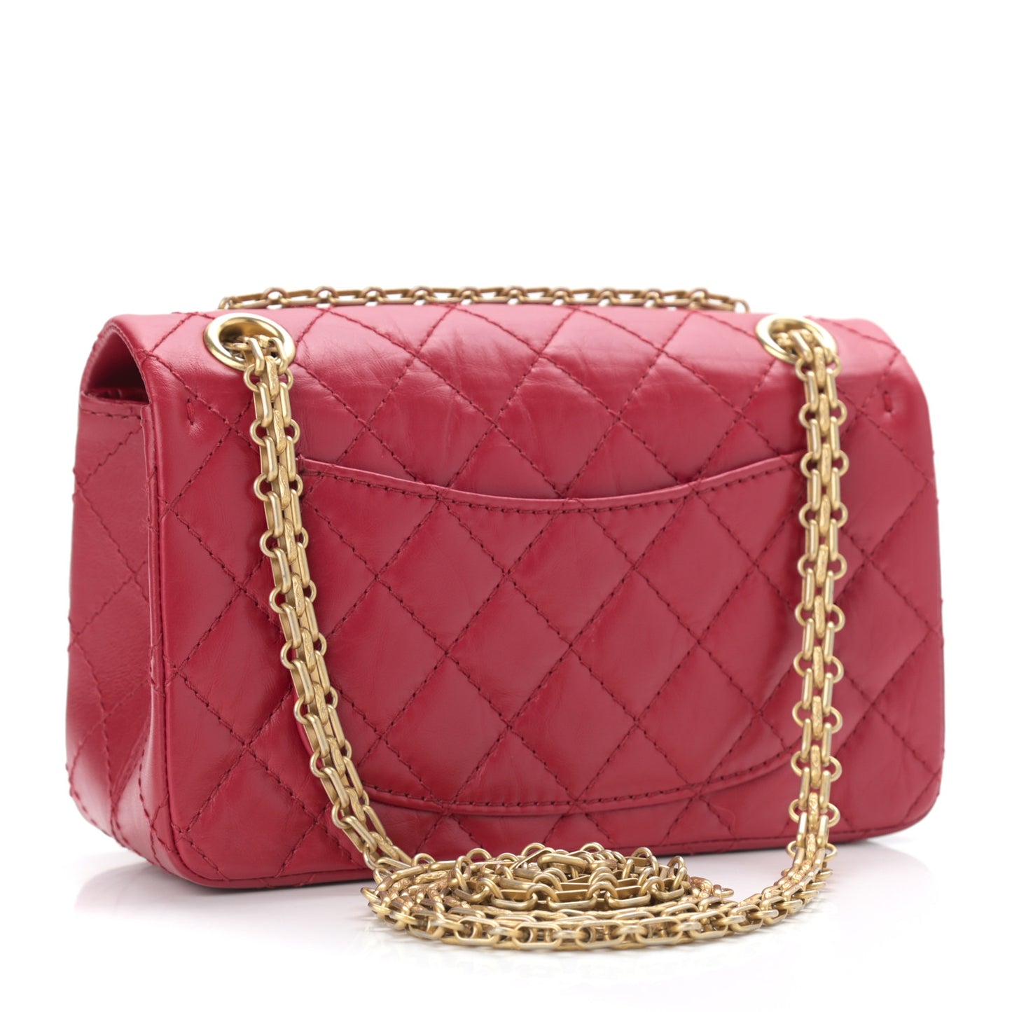 Aged Calfskin Quilted 2.55 Reissue Mini Flap Red
