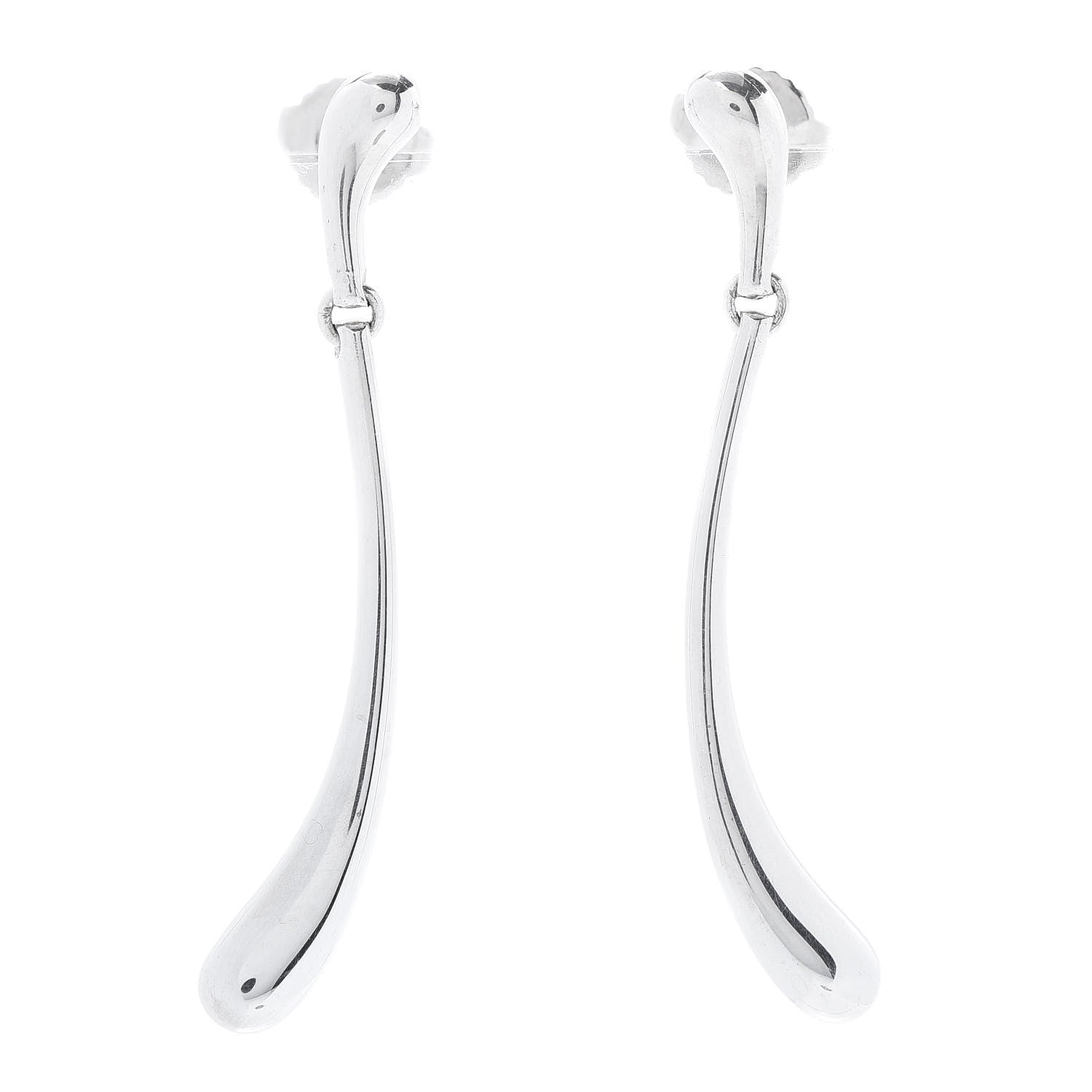 Tiffany Sterling Silver Elsa Peretti Teardrop Link Earrings 1 of 5