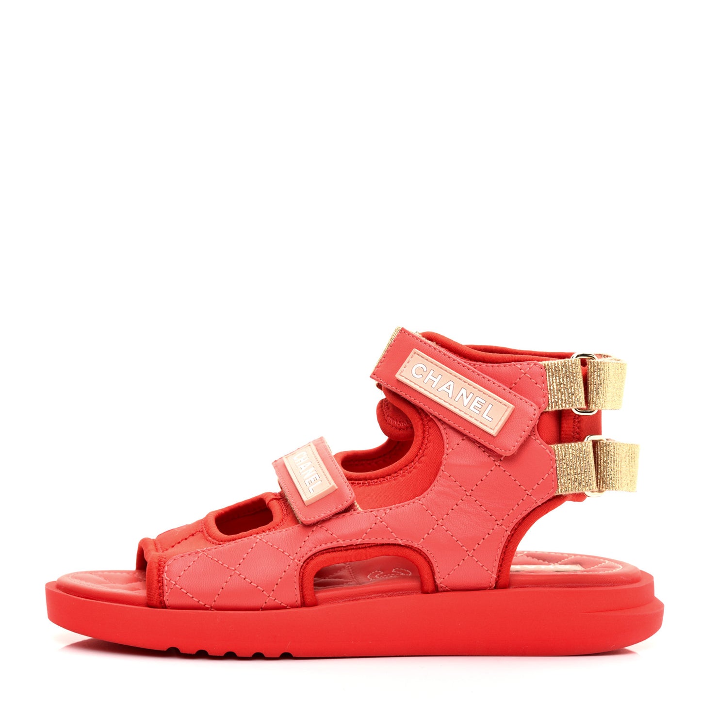 Goatskin Fabric Gladiator Sandals 37.5 Dark Red Light Pink
