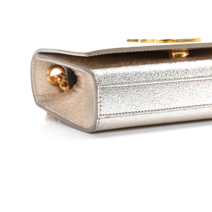 Saint Laurent Metallic Calfskin Small Classic Monogram Kate Satchel Pale Gold 9 of 10