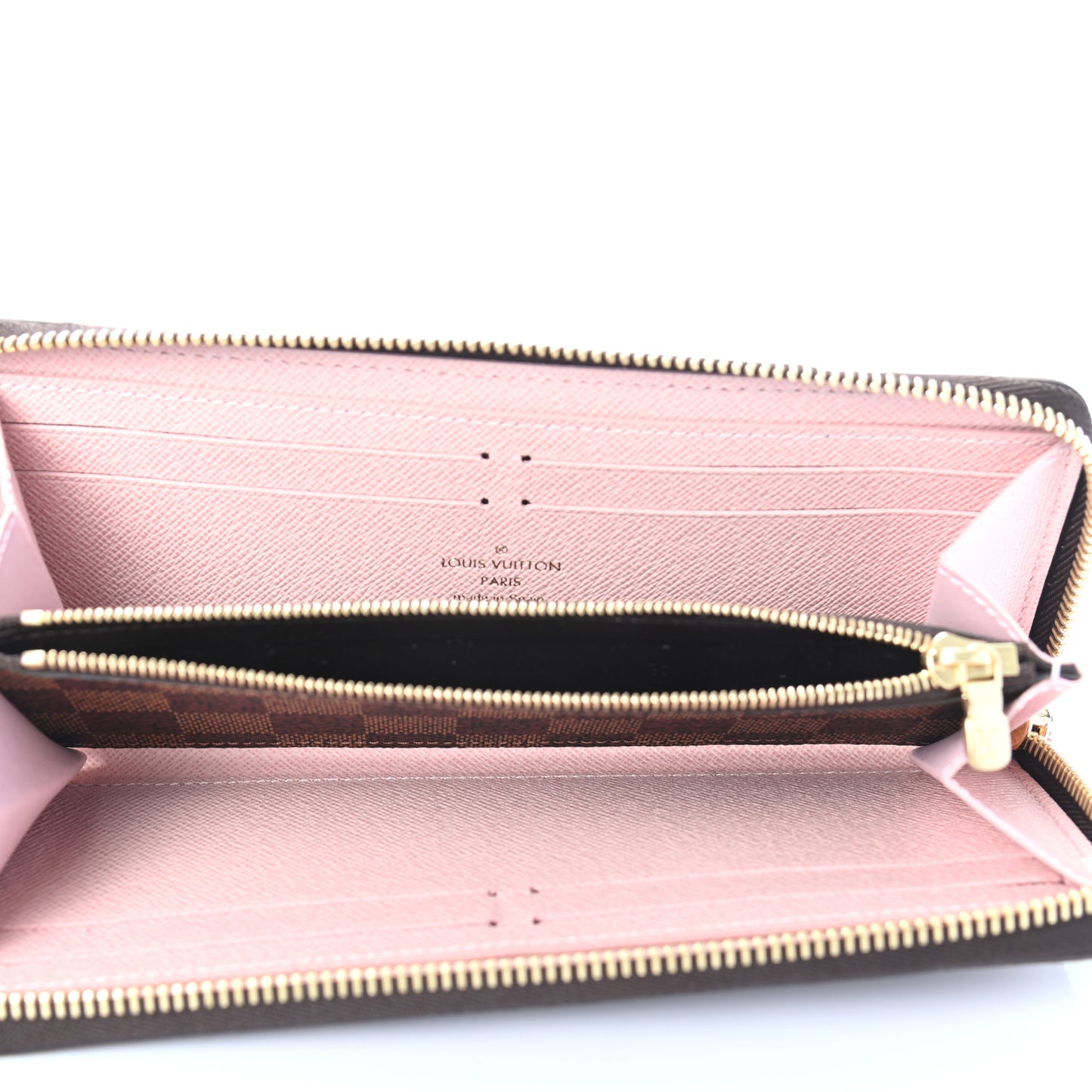 Damier Ebene Clemence Wallet Rose Ballerine