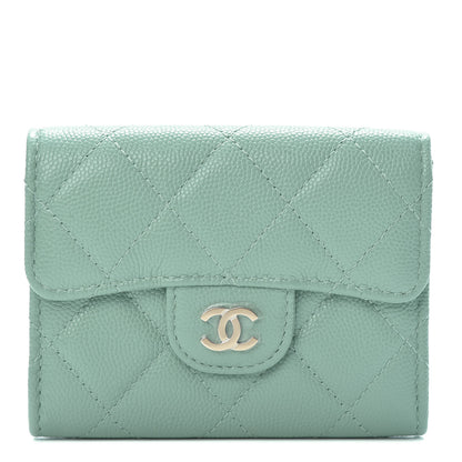 Chanel Caviar Quilted Flap Card Holder Wallet Light Blue 1 of 8