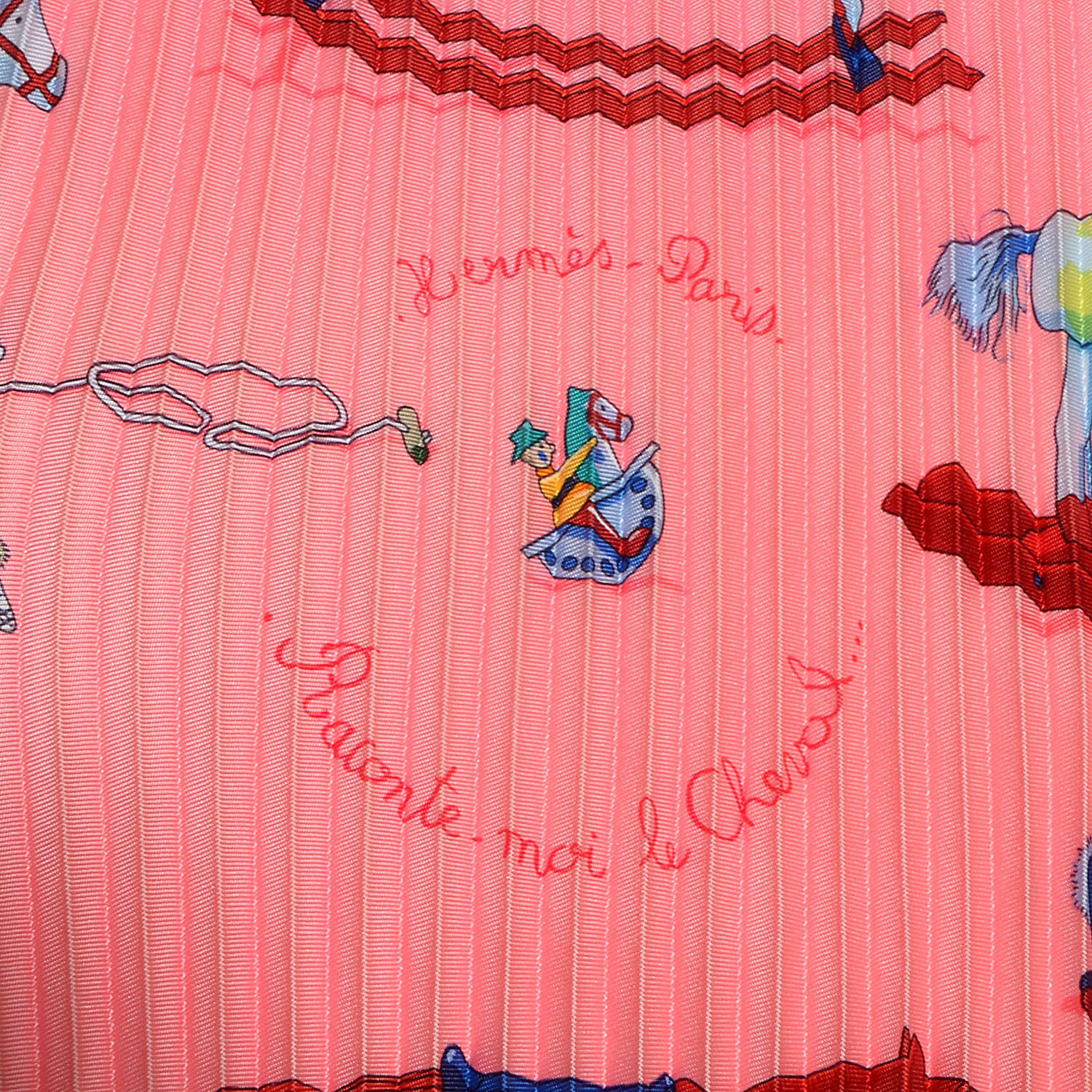 Hermes Silk Plisse Raconte Moi Le Cheval Scarf 90 4 of 5