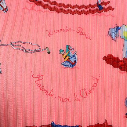 Hermes Silk Plisse Raconte Moi Le Cheval Scarf 90 4 of 5