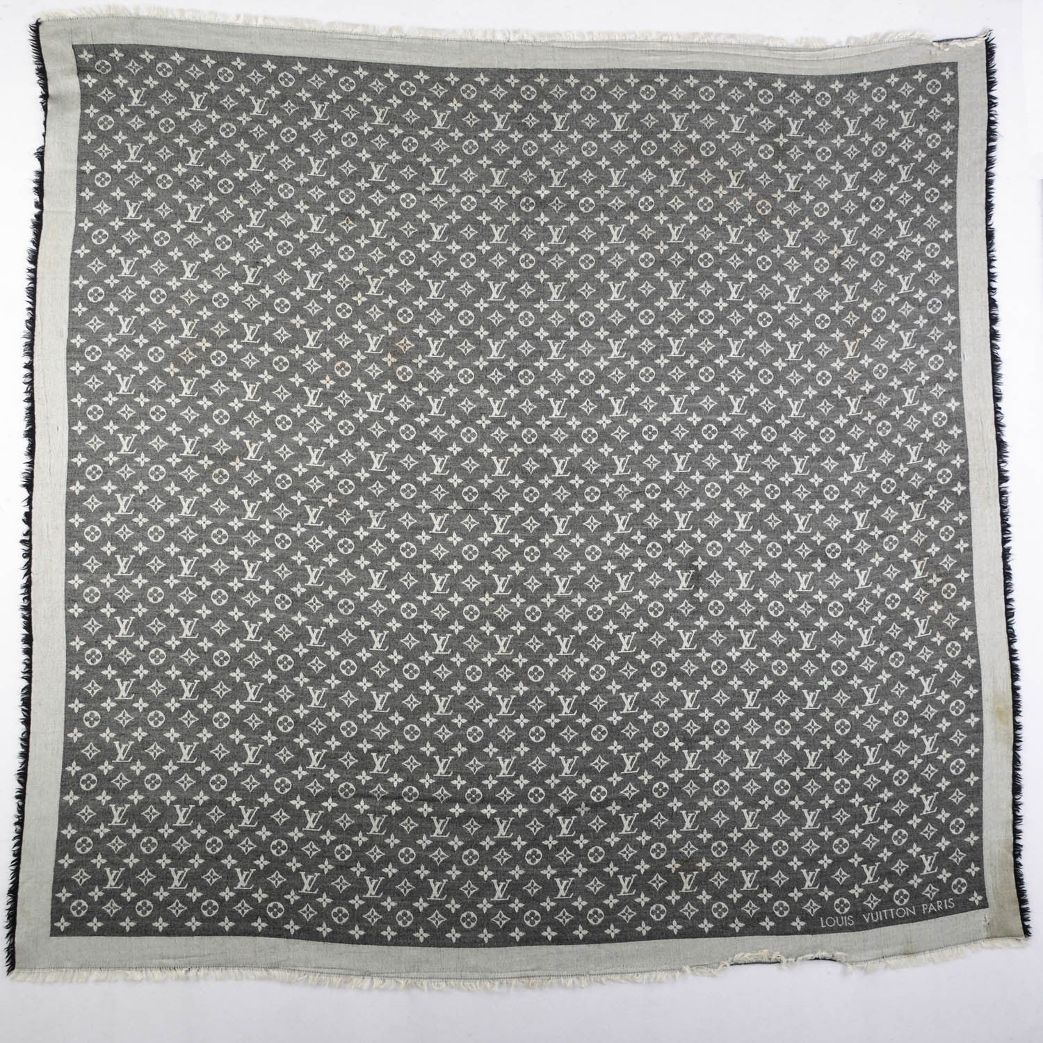 Louis Vuitton Wool Silk Monogram Denim Shawl Black 3 of 6