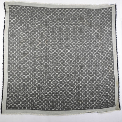 Louis Vuitton Wool Silk Monogram Denim Shawl Black 3 of 6